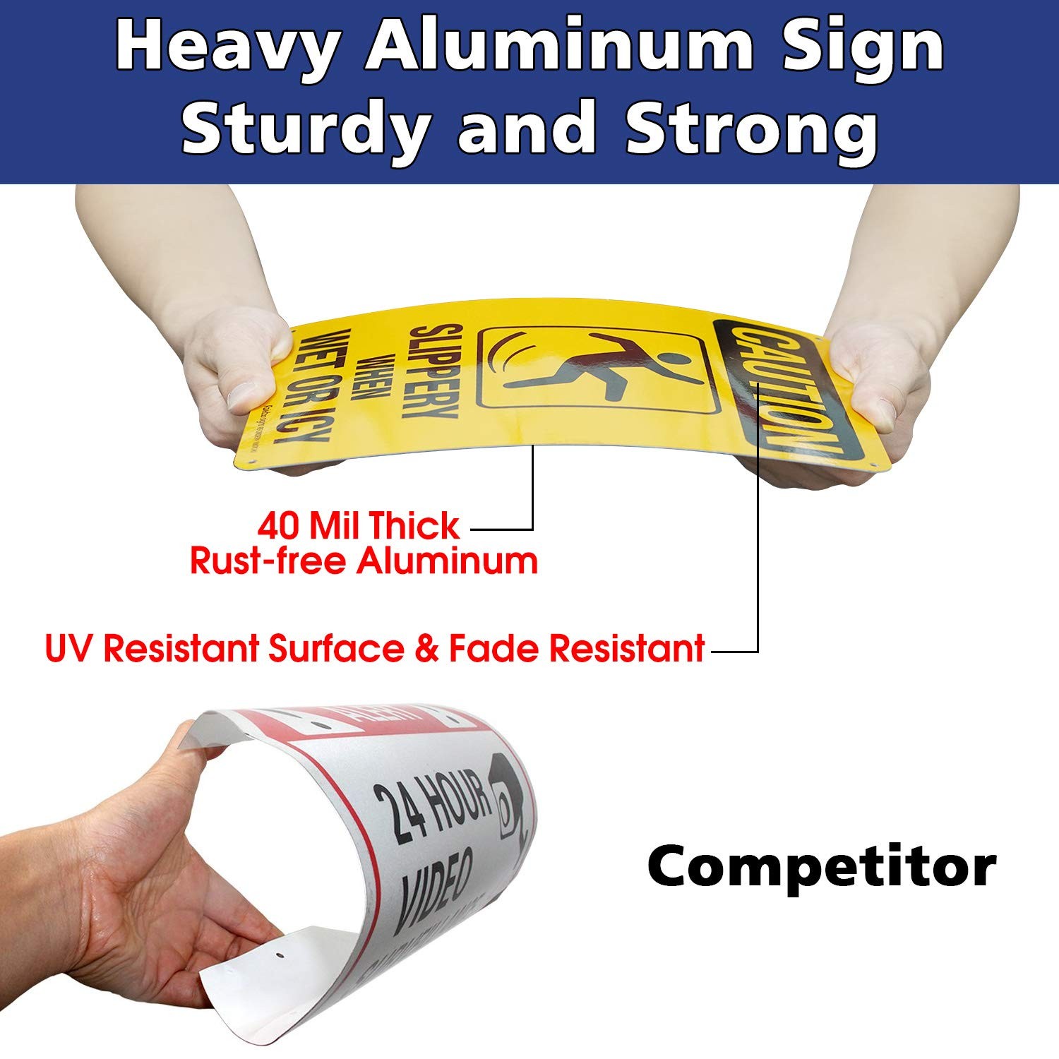 Caution Slippery When Wet Icy Sign 10×7 Inches Reflective Aluminum 4 PCS