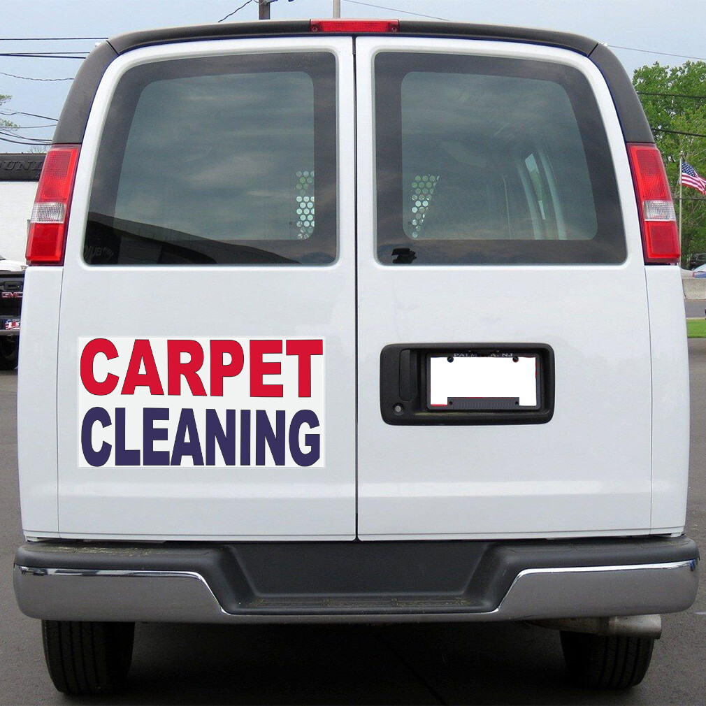 Car Magnet Set of 2 Carpet Cleaning Red Blue Car Advertising Industrial Sign