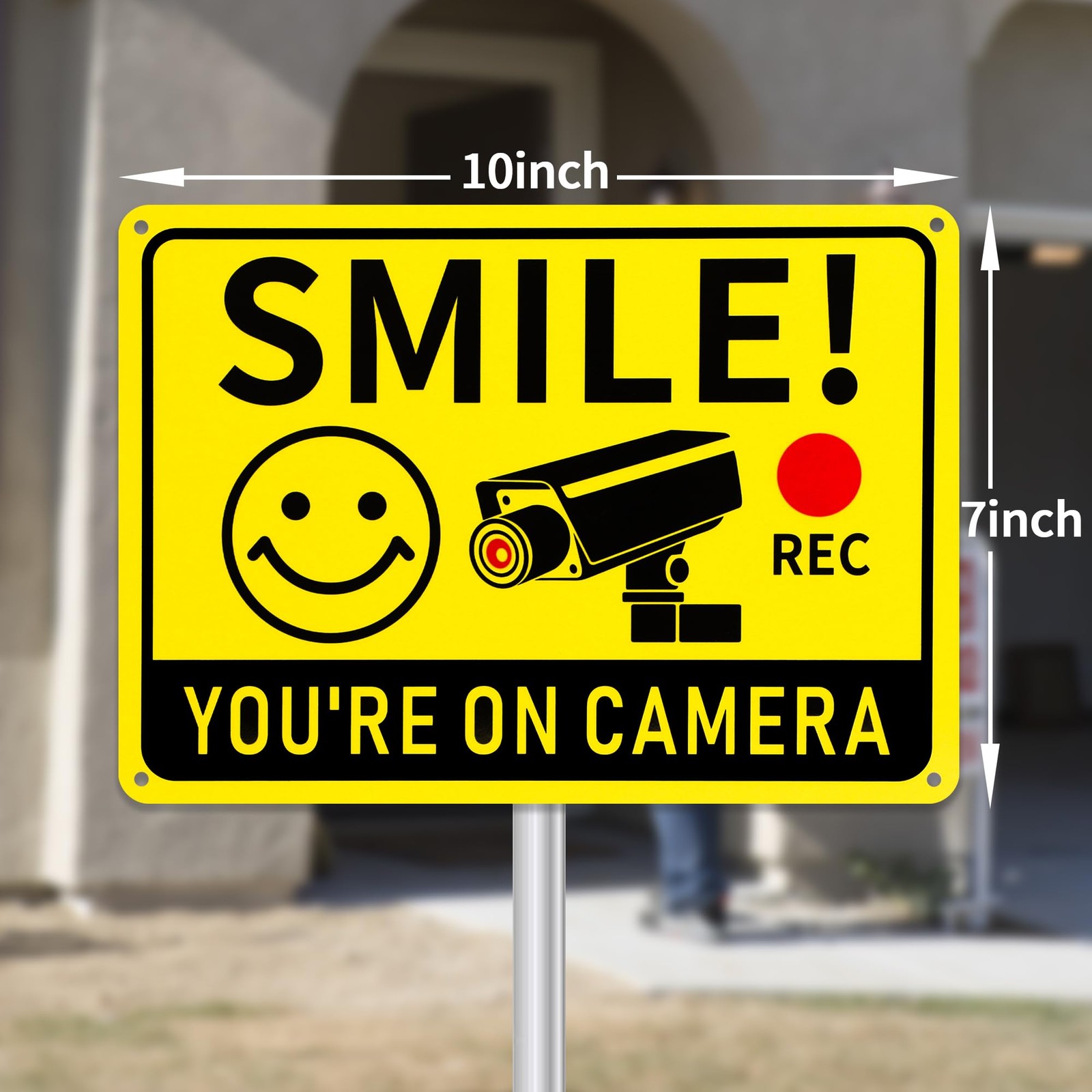 2 Pack Smile You’re on Camera Signs – Video Surveillance Signs Outdoor, 10″x7…