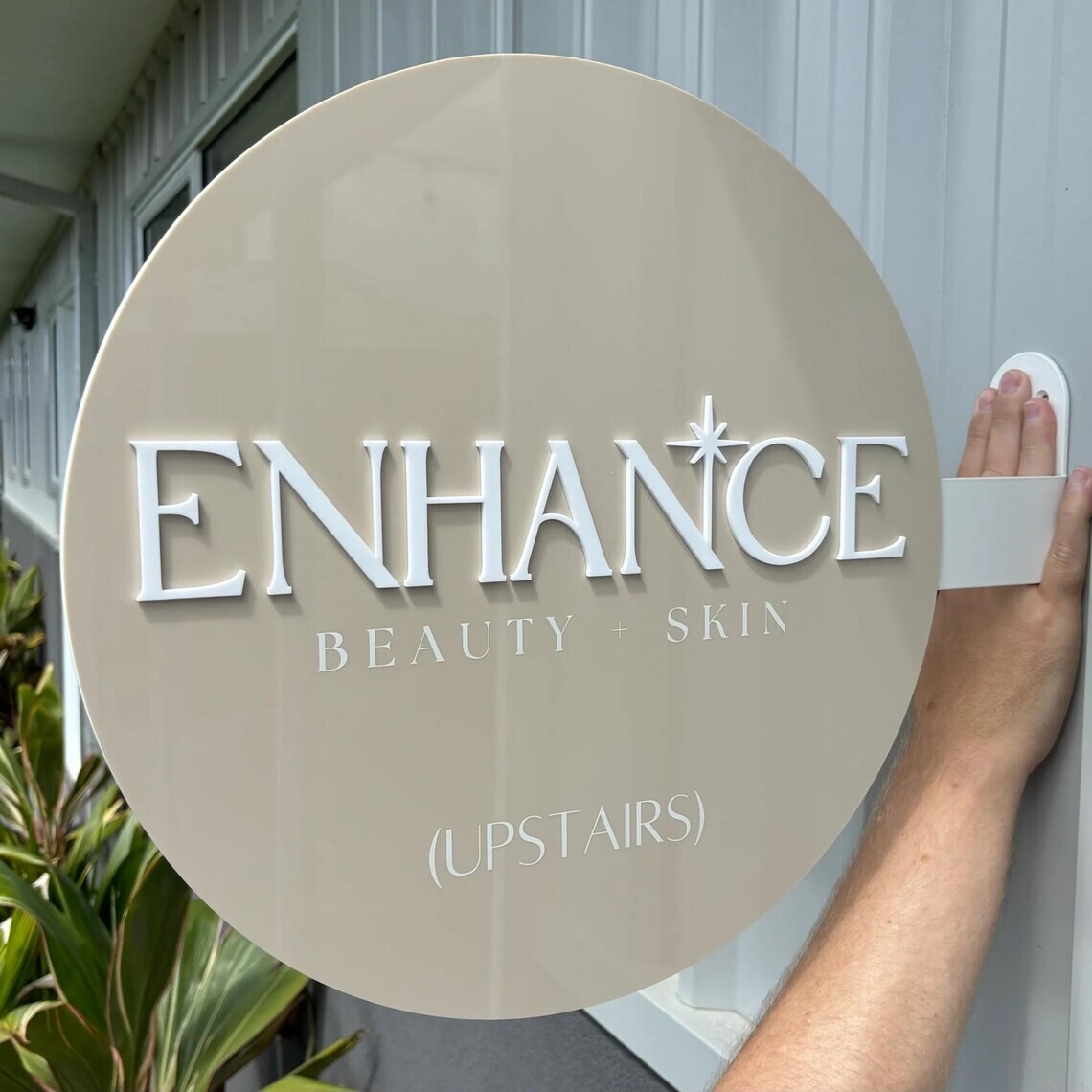Wall-Mounted Round Blade Sign | Double-Sided Outdoor Business Logo Sign
