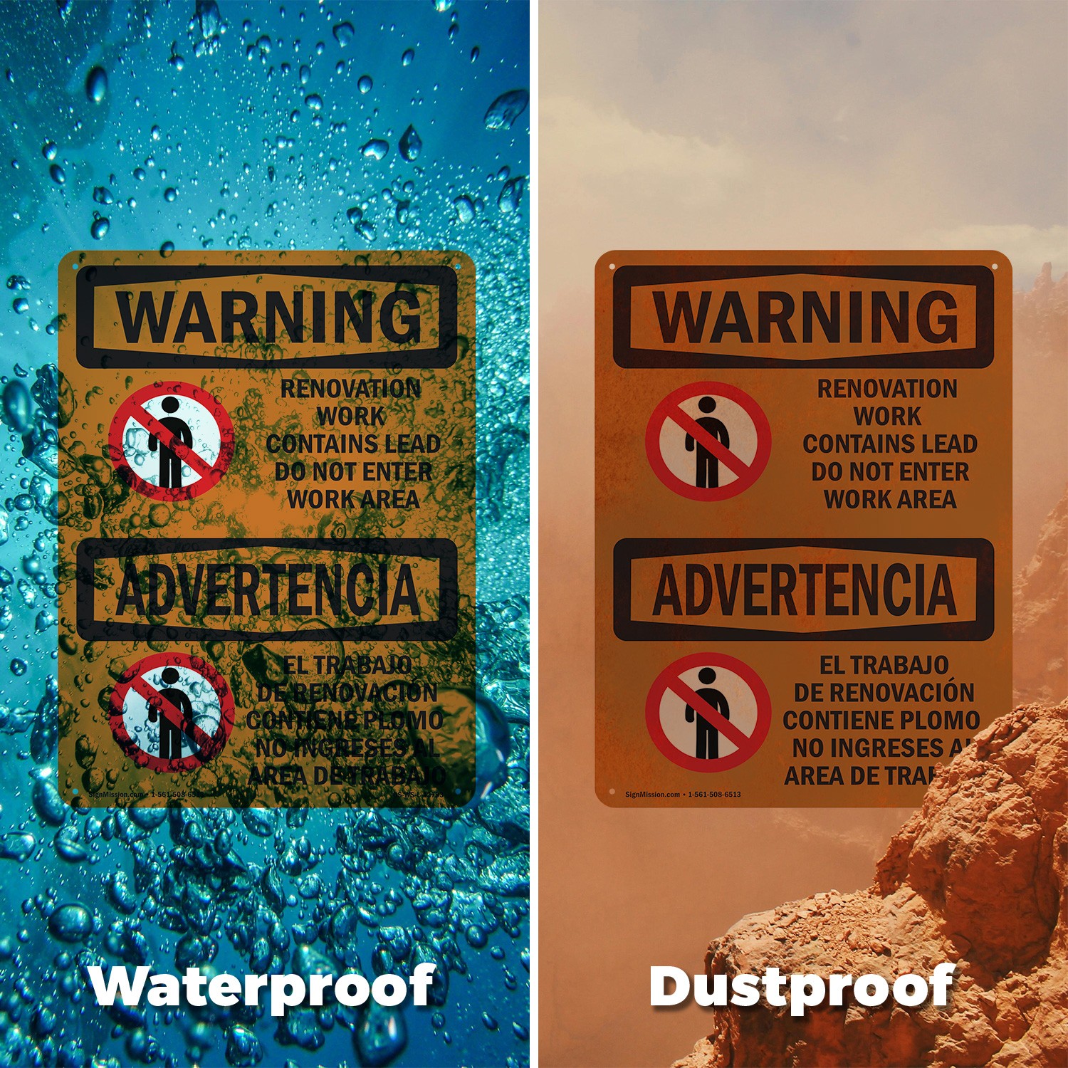 Renovation Work Contains Lead Do Not Enter OSHA WARNING Sign, Decal 5 or 10 Pack