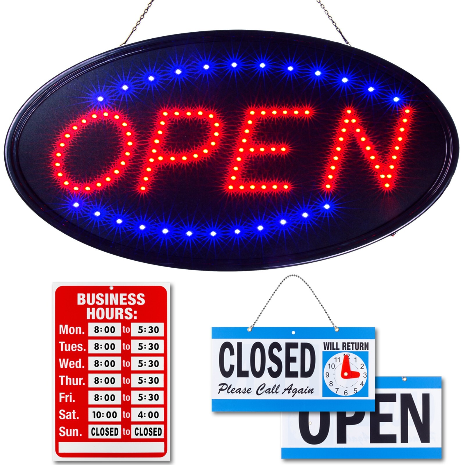 LED Neon Open Sign 19″ x 10″ by Ultima LED: Bundle for Business Includes 3 signs