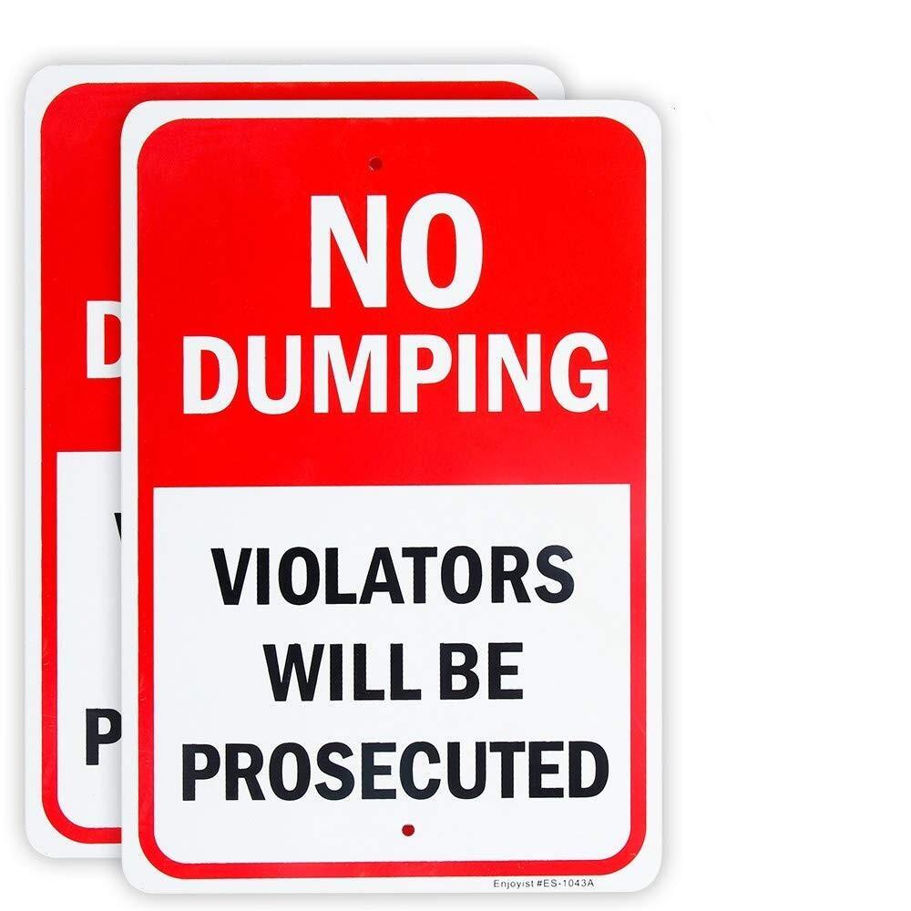 2 Pack No Dumping Sign, 10x 7 .04 Aluminum Sign Rust Free Aluminum-uv Protected