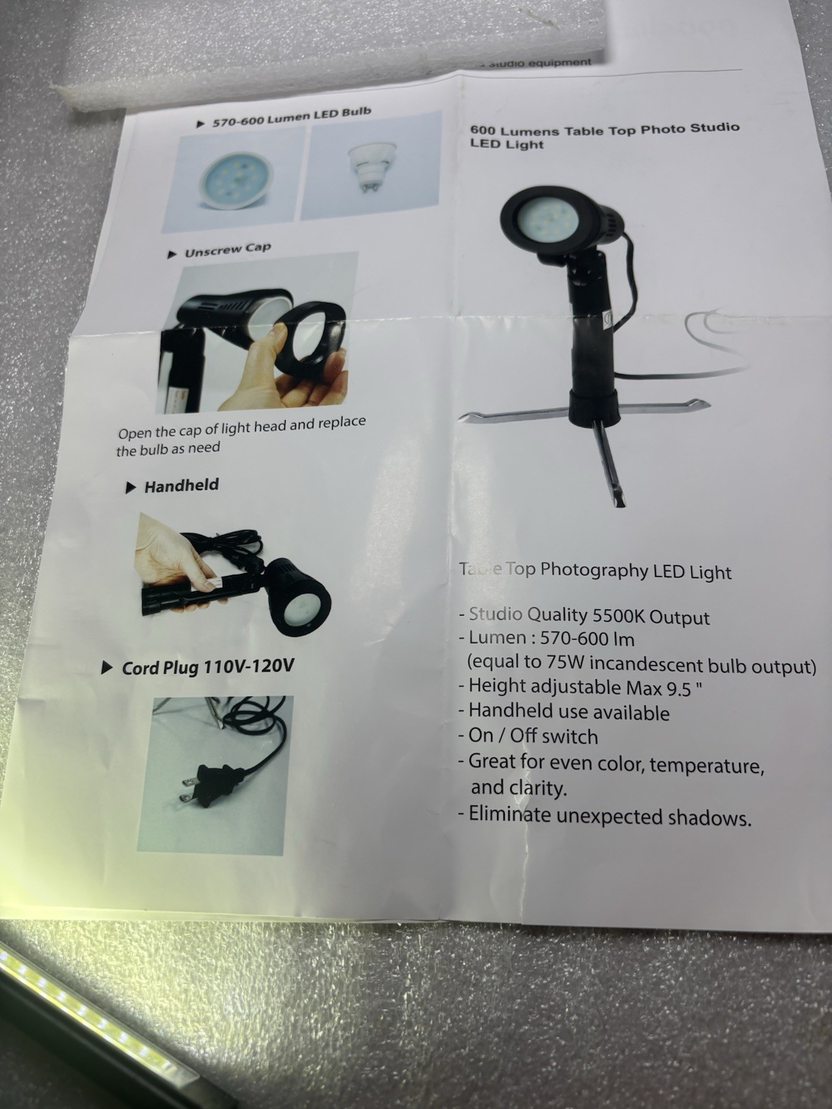 4 LED Light Box Lamps, 2 Single Led Lamps, 2 Ten Led Lamps,