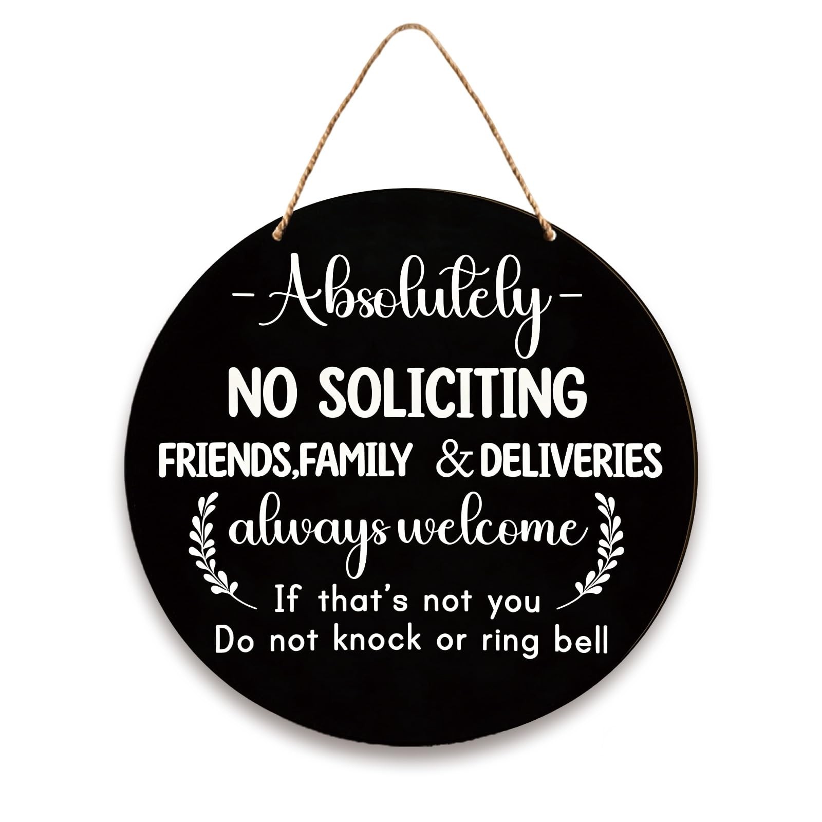 Wooden Sign for Front Door – No Soliciting, Don’t Knock or Ring Black