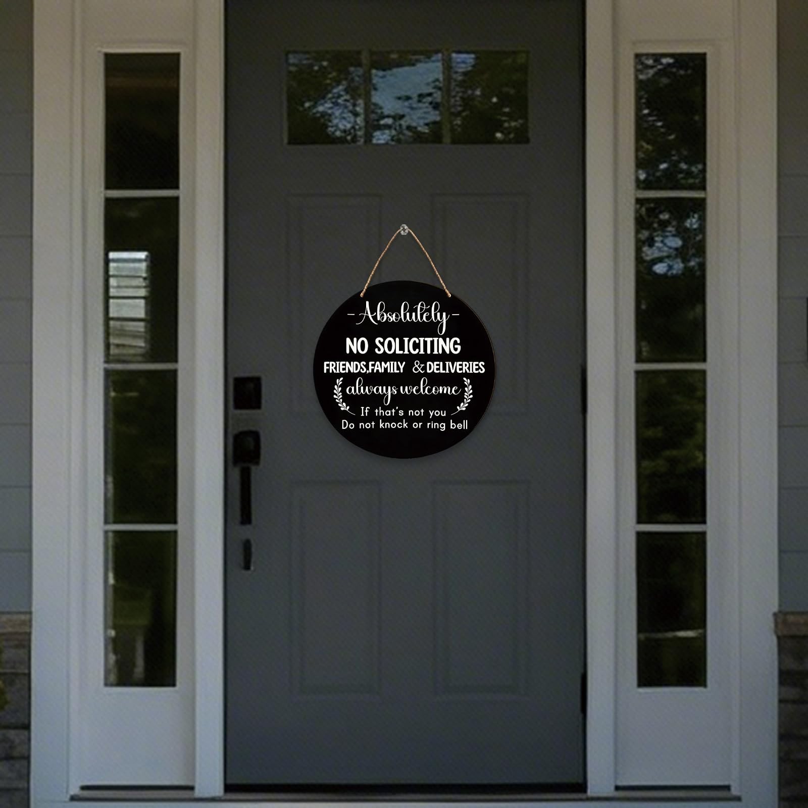 Wooden Sign for Front Door – No Soliciting, Don’t Knock or Ring Black
