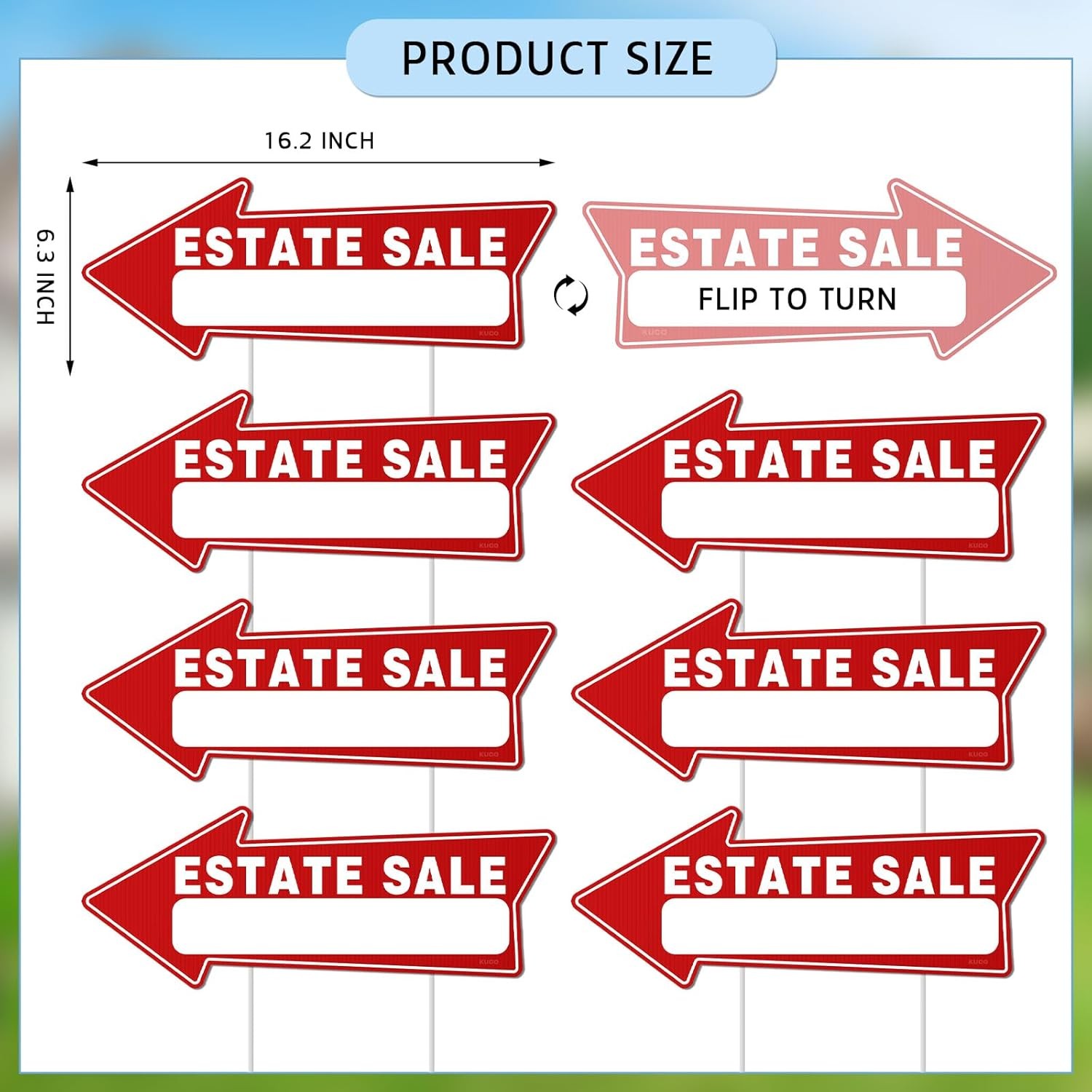 7 PC Yard Sale Signs with Stakes, 17″ X 6″, Double-Sided Yard Sale Arrows Sign w