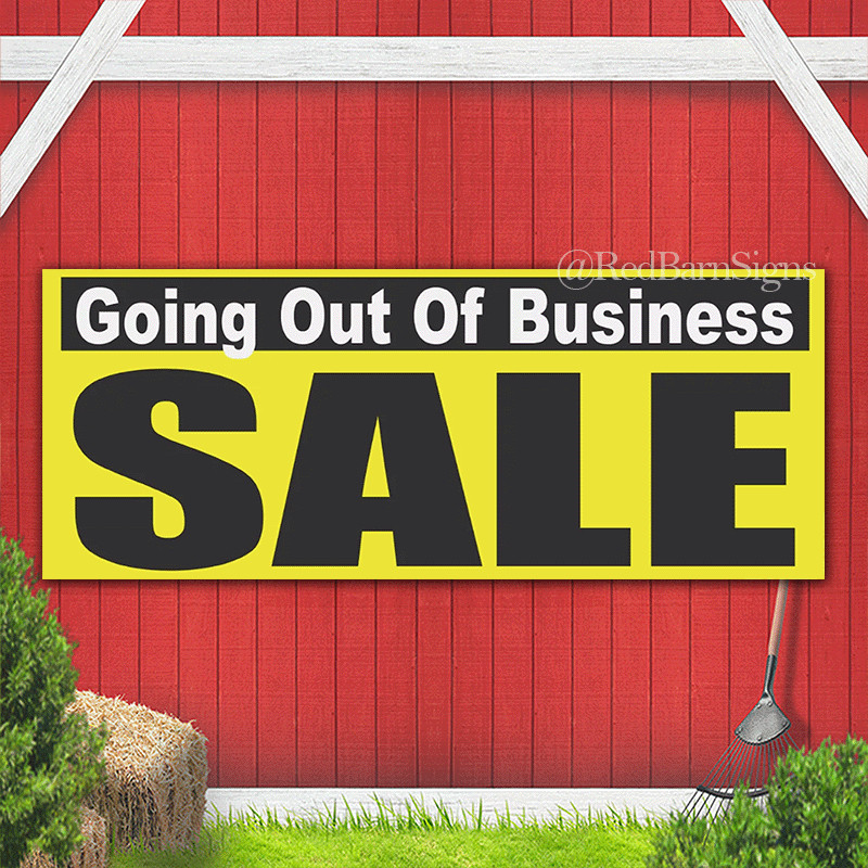 Yellow Black & White GOING OUT OF BUSINESS SALE Banner Sign NEW