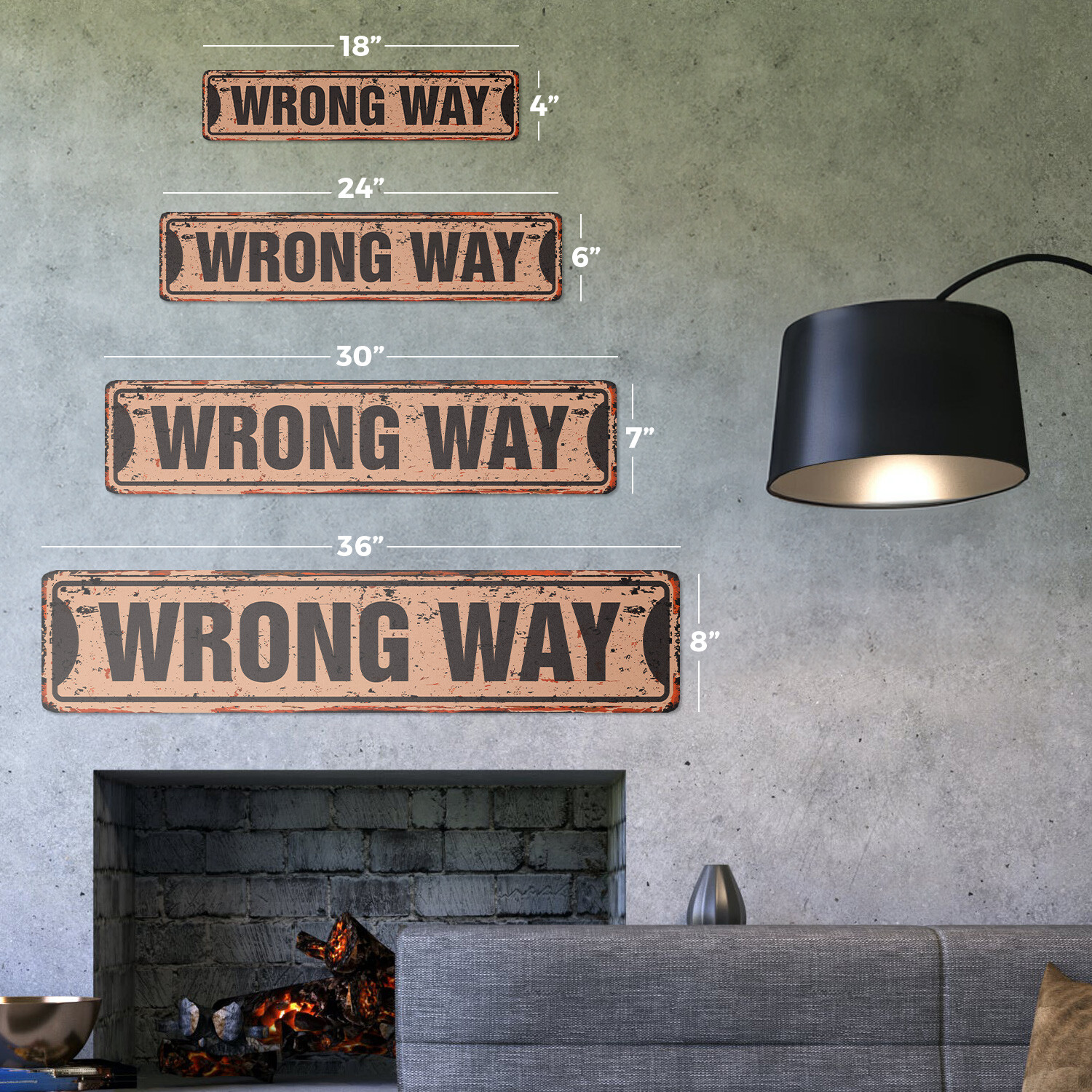 WRONG WAY Vintage Street Sign road right walls funny| Indoor/Outdoor