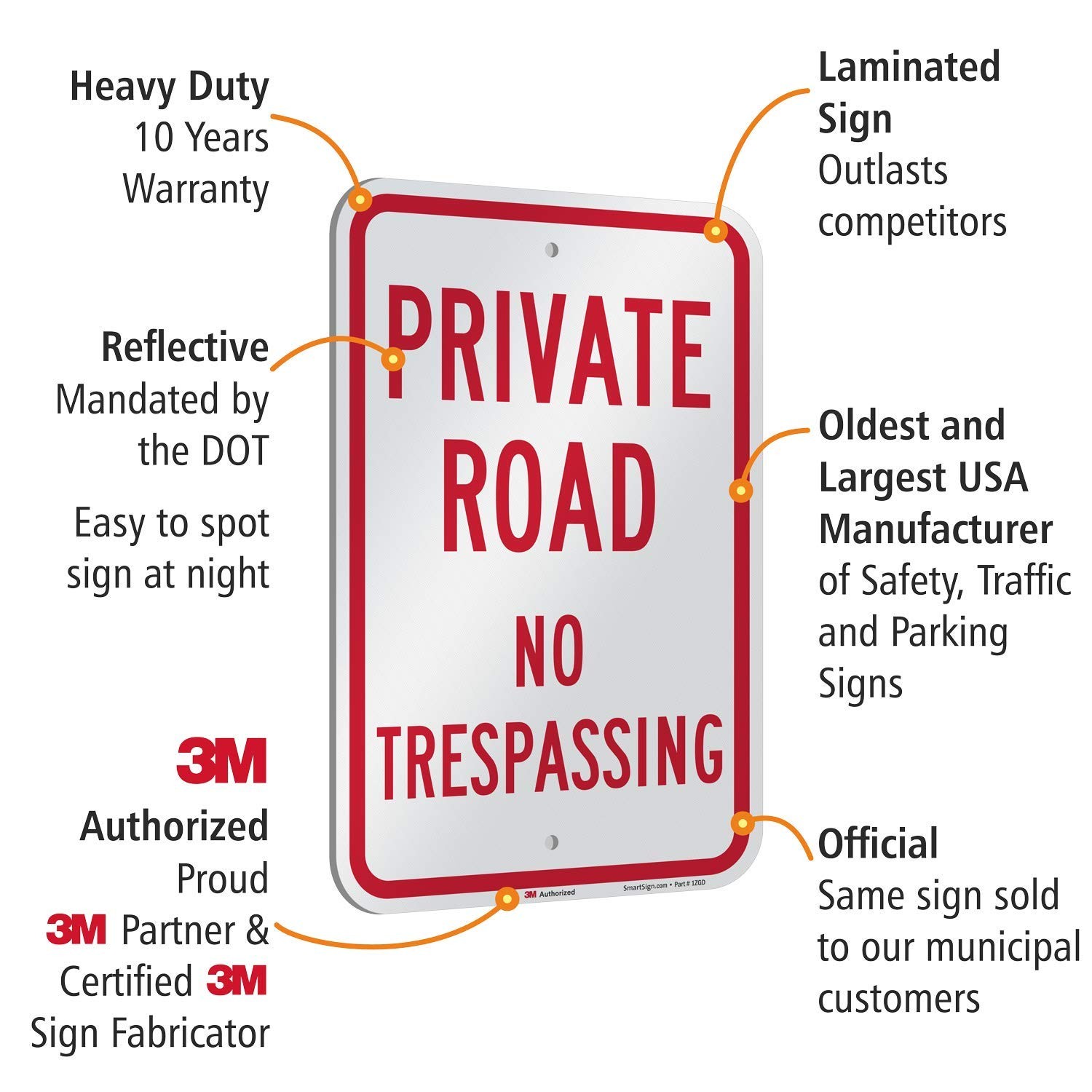 K-5842-EG Private Road Sign, No Trespassing Sign, Private Drive Sign 12x18Inches