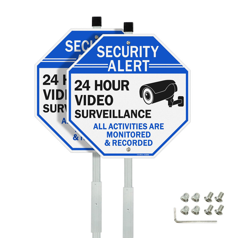 Gicnkeuz Video Surveillance Sign 28 Stake For Outside 10X10 Security Sign –