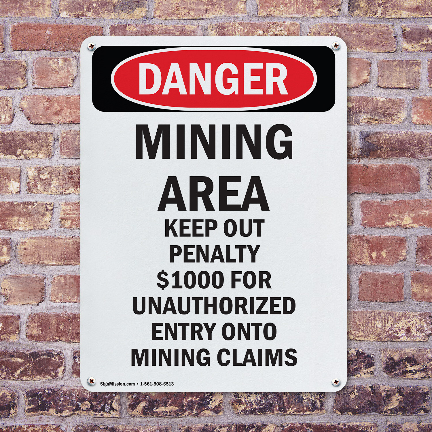 (2 Pack) Portrait Mining Area Keep Out OSHA Danger Sign Decal Metal Plastic