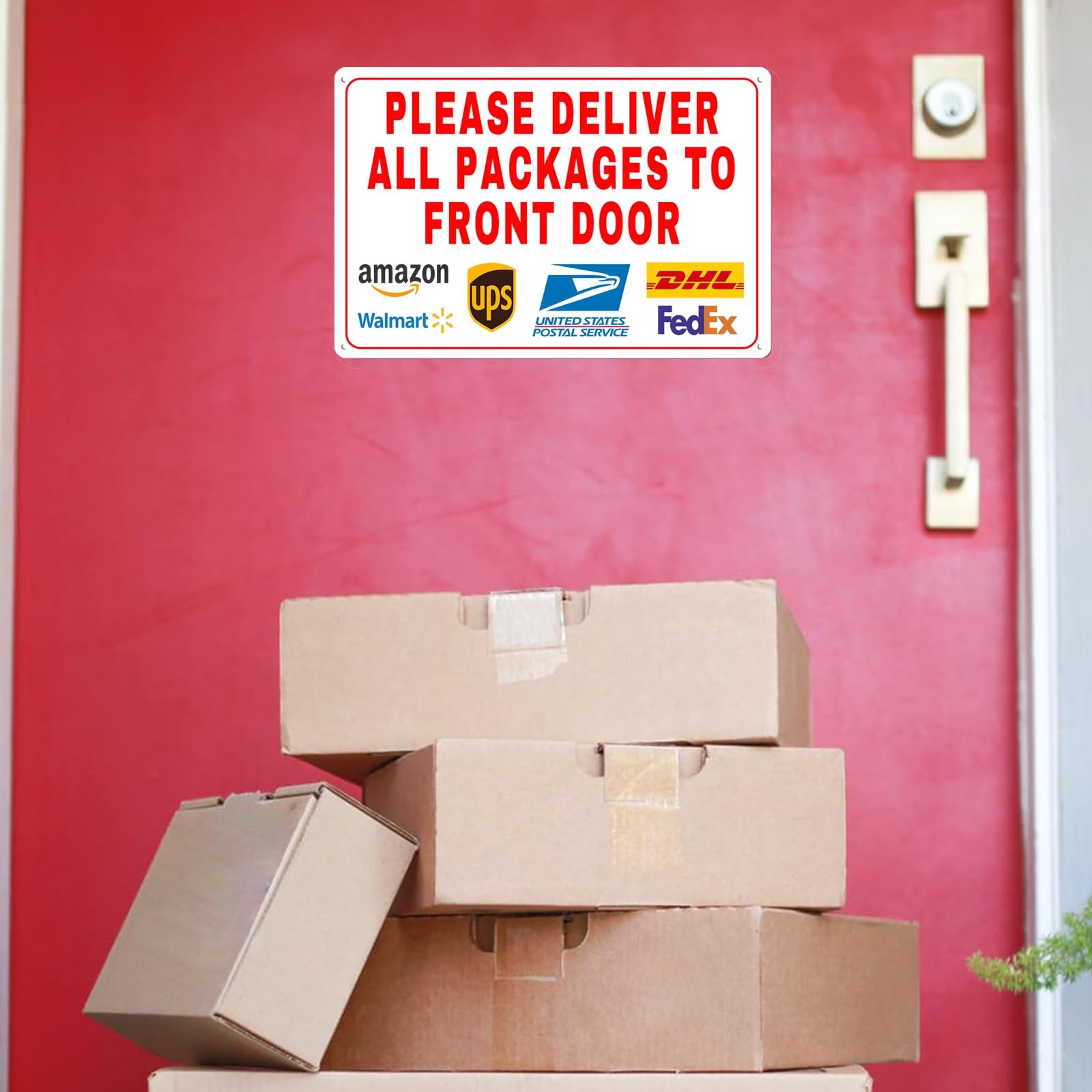 1 PCS Please Deliver All Packages Front Door Metal Sign 12×18 Inch Decor