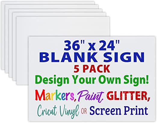 36″ x 24″ Blank Corrugated Plastic Heavy Duty Yard Signs (White or Black)