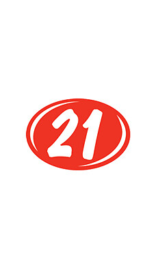 SSWBasics Oval 2-Digit Year Stickers – White/Red – 2021 – Pack of 12 Red and