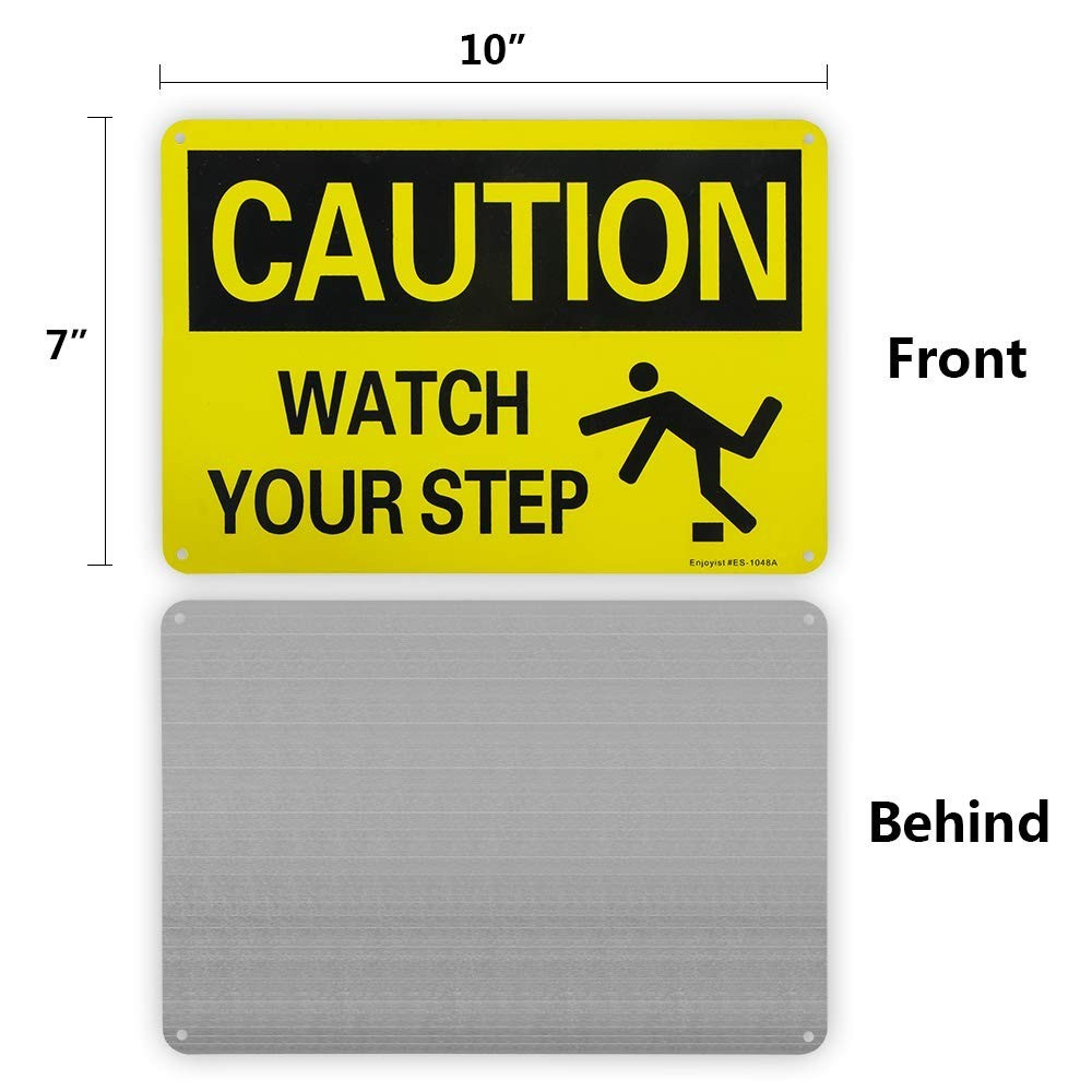 Caution Watch Your Step Sign 10×7 inches Aluminum 2-pack Reflective UV Weathe…