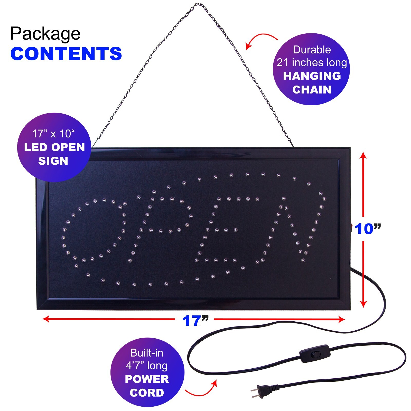 LED Neon Open Sign by Ultima LED: Bundle for Business Includes 3 signs