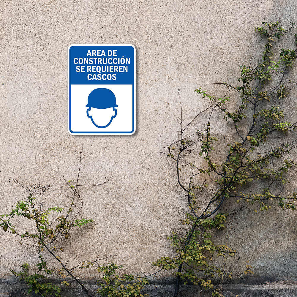 Portrait Round Plus Area de Construcción Se Requieren Cascos Wall or Door Sign