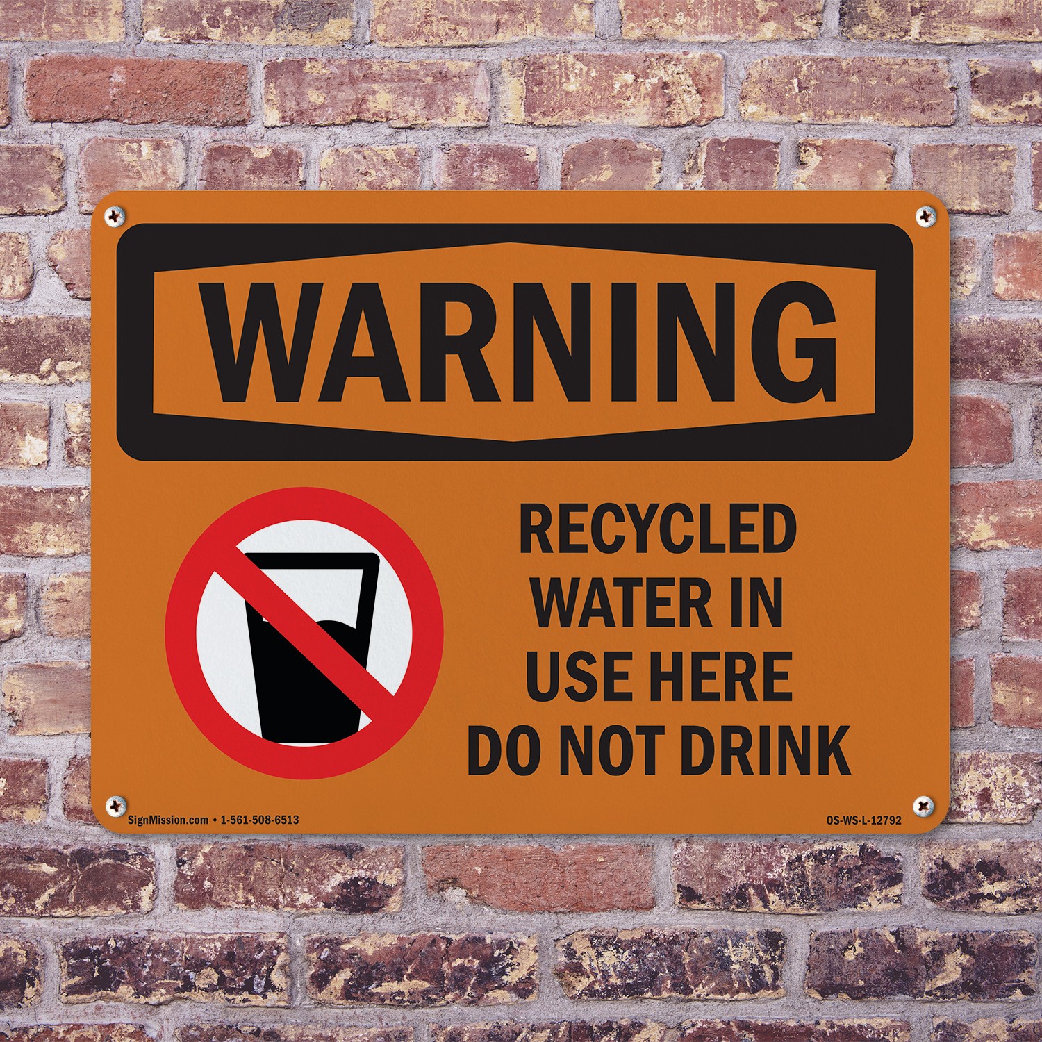 Recycled Water In Use Here Do Not Drink OSHA WARNING Sign, Decal 5 or 10 Pack