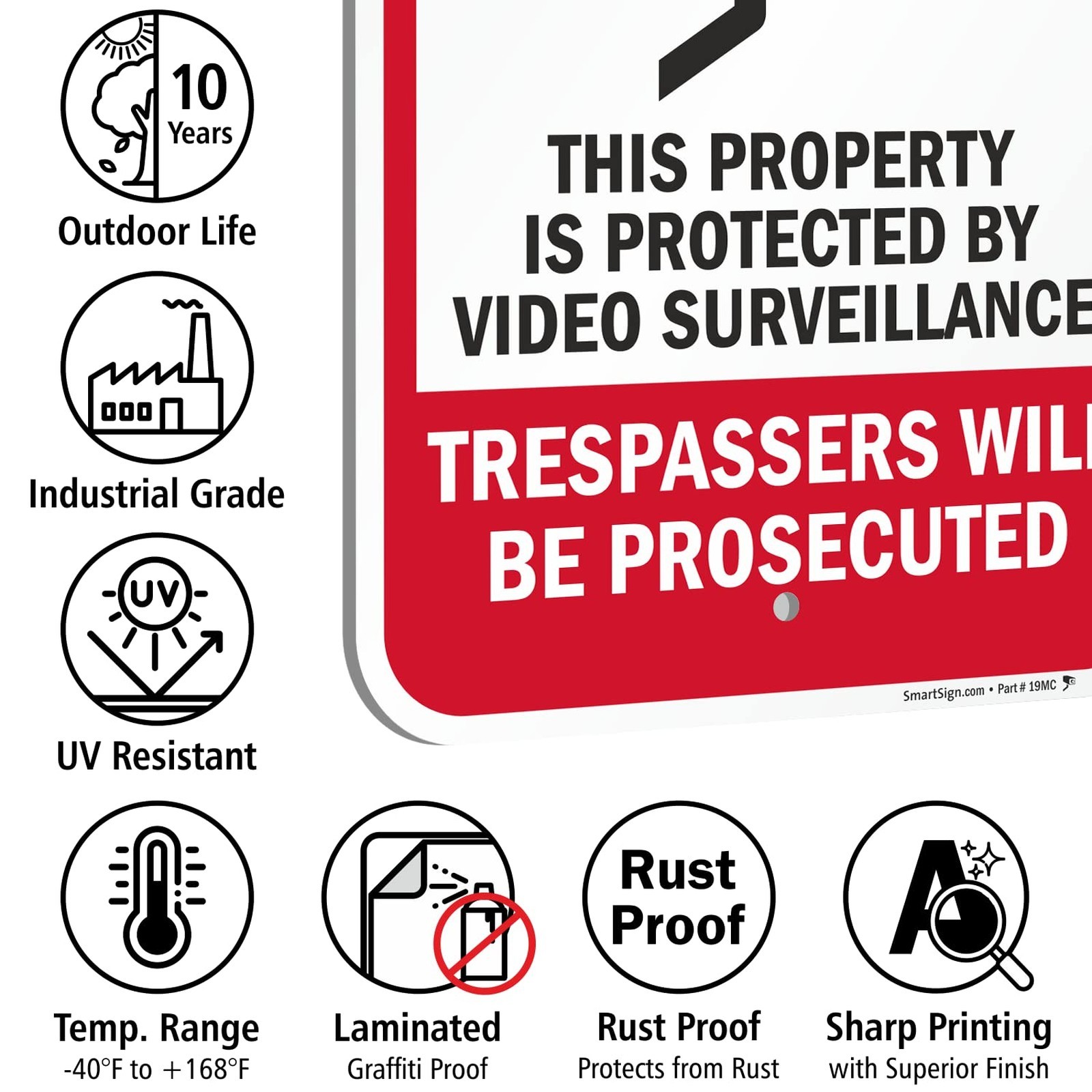No Trespassing Video Surveillance Metal Sign 18×12 Inches Laminated Aluminum
