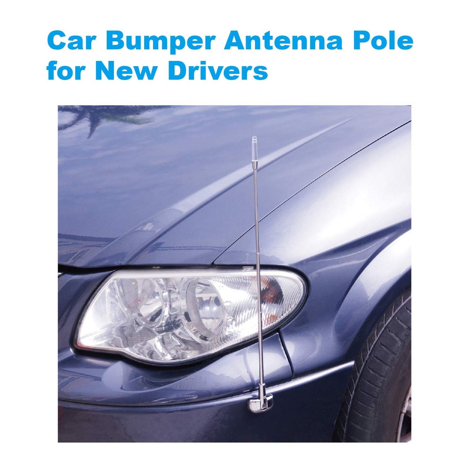 Car Bumper Corner Antenna Pole Adjustable Chrome Poles Set 11x2x1.5 in 2 Pk