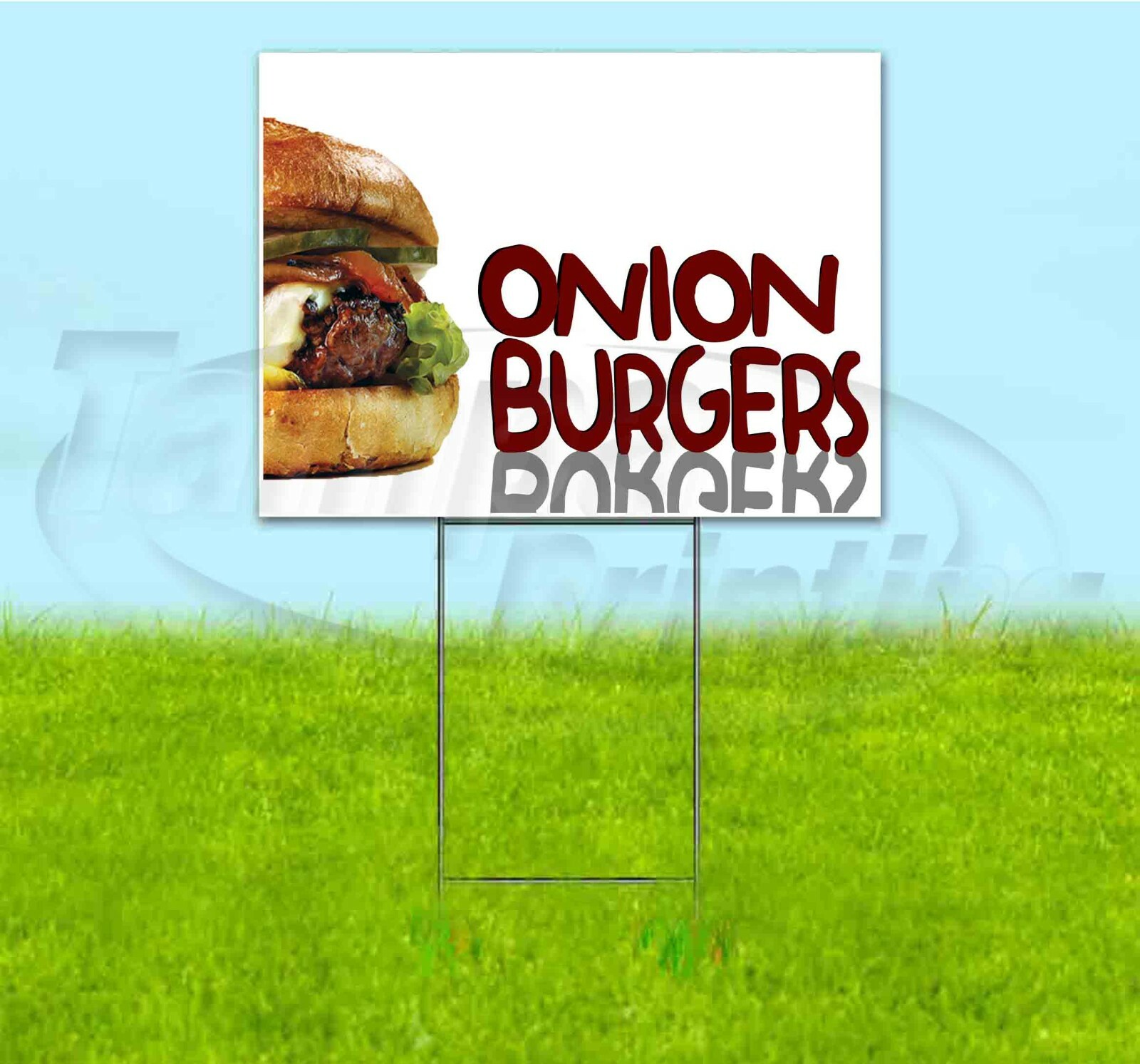 ONION BURGERS 18×24 Yard Sign WITH STAKE Corrugated Bandit USA BUSINESS FOOD