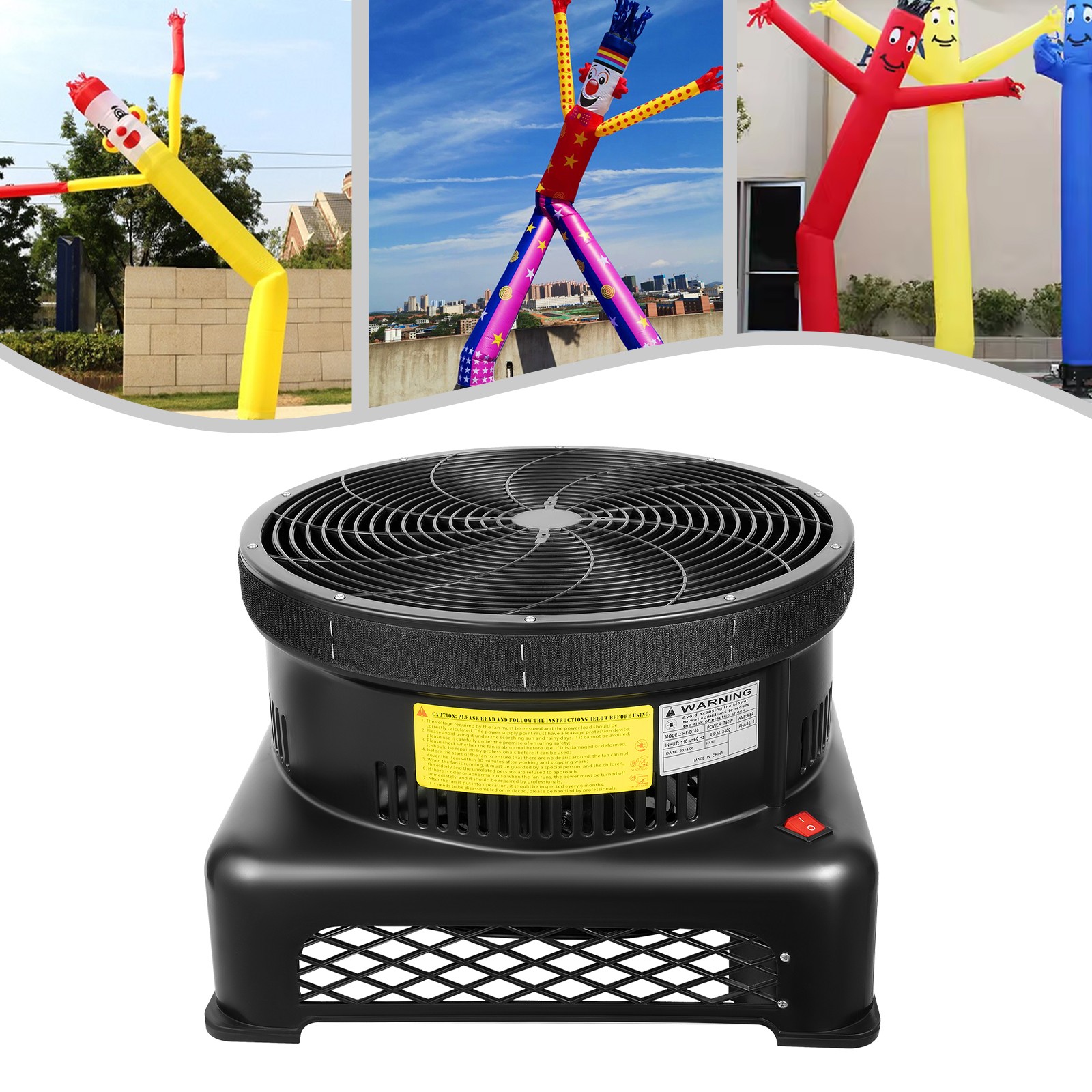 750W 17.7″ Air Blower Fan For Inflatable Sky Puppet Wavy Tube Man Dancing Doll