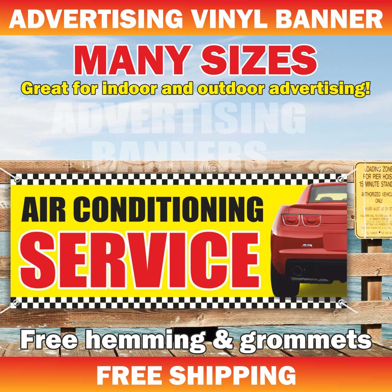 AIR CONDITIONING SERVICE Advertising Banner Vinyl Mesh Sign Change Auto Repair