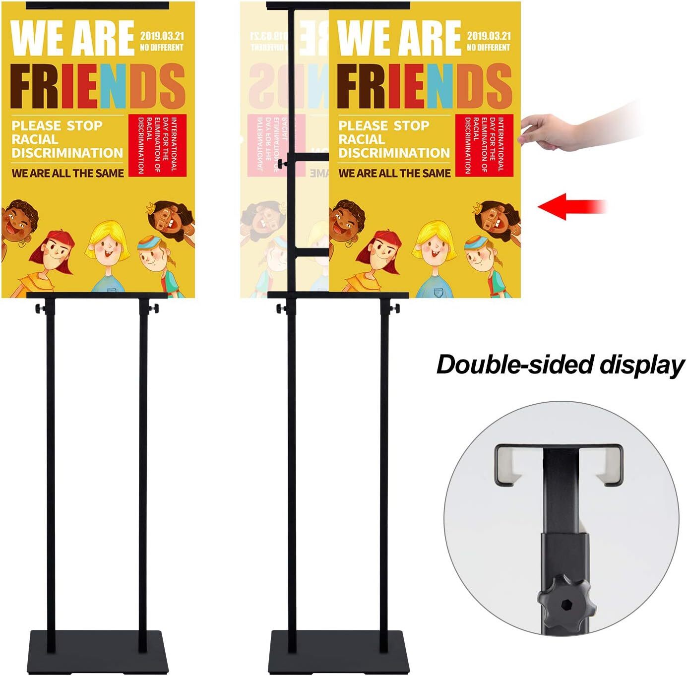 Heavy Duty Poster Stand with Non-Slip Mat Base, Adjustable Pedestal Sign Stand