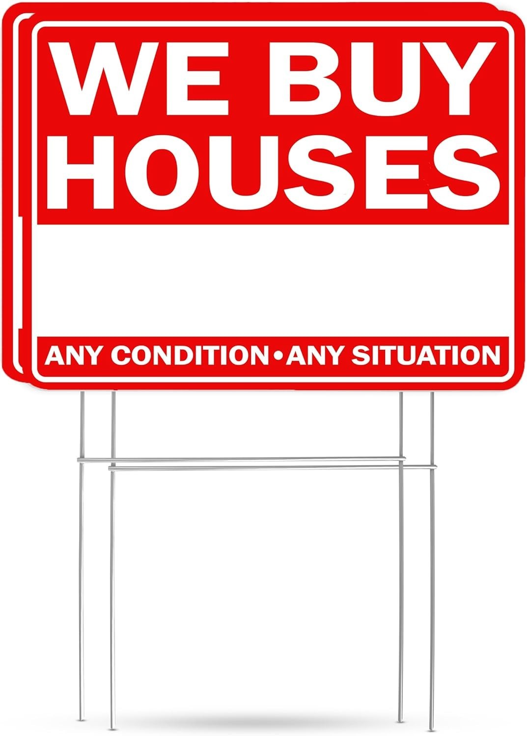 We Buy Houses Yard Sign Double Sided With Stake Large 17 Inch By 13 Inch Red 2