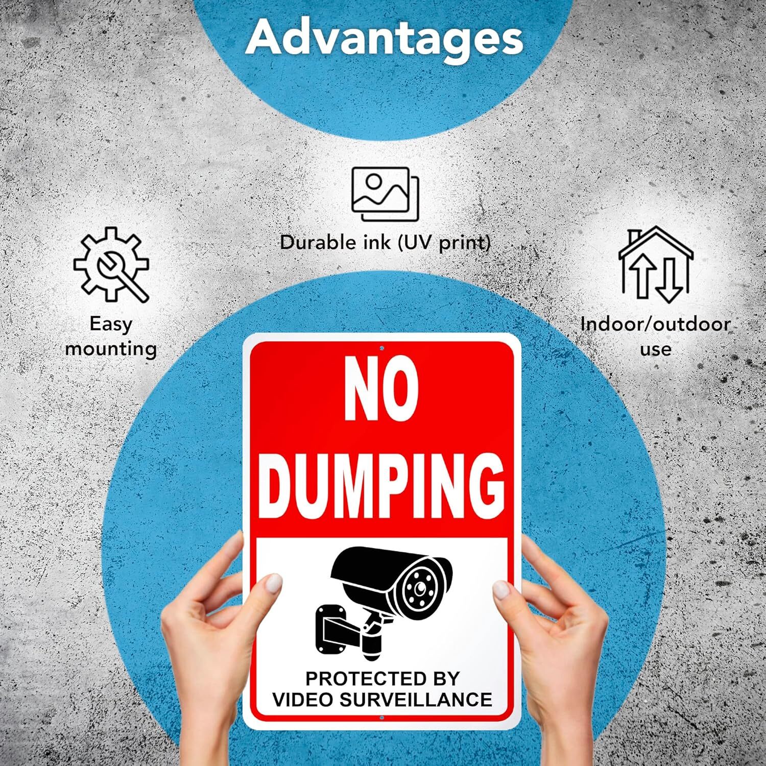 2 PC No Dumping Signs – 10 x 7 Aluminum No Garbage Sign – Video Surveillance …