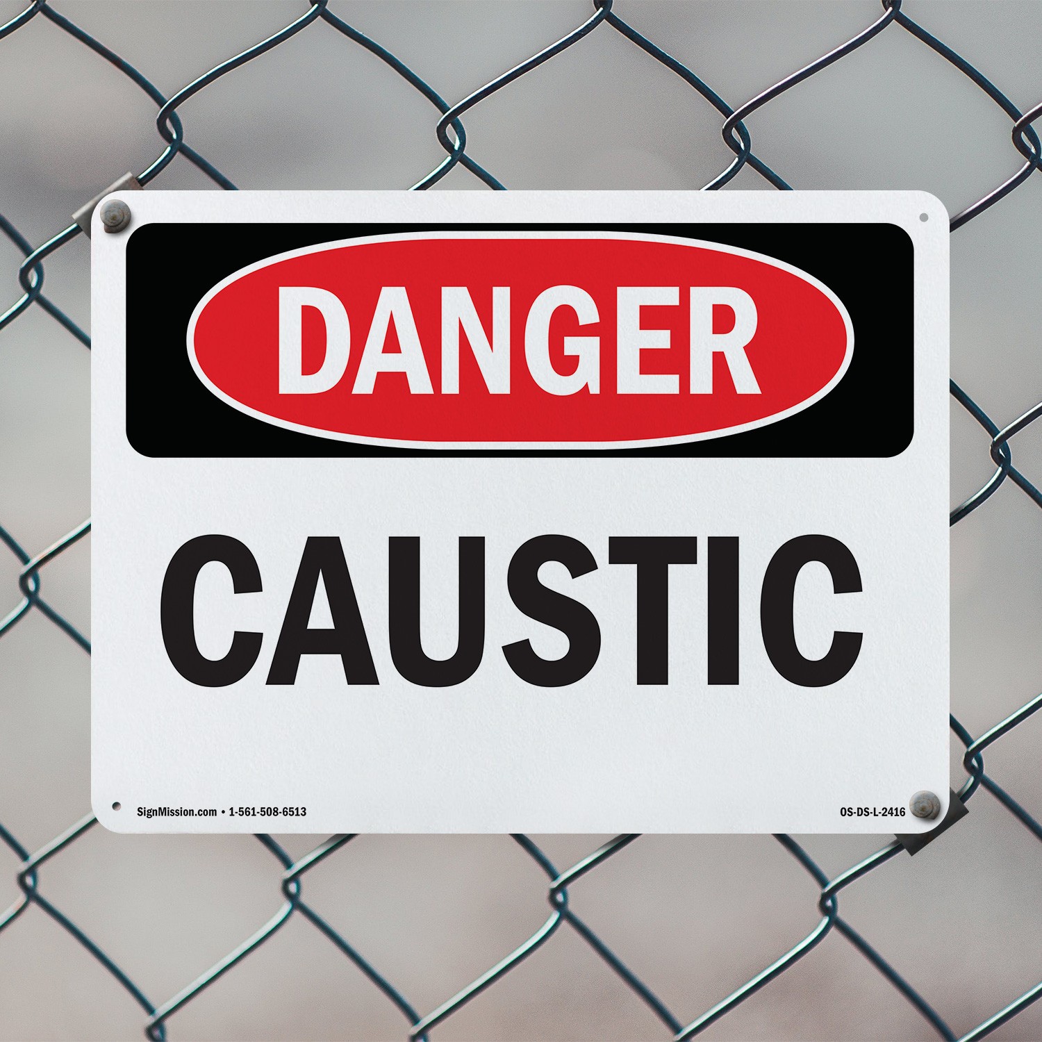 Caustic OSHA Danger Sign Metal, Plastic, Or Decal – 5 or 10 Pack
