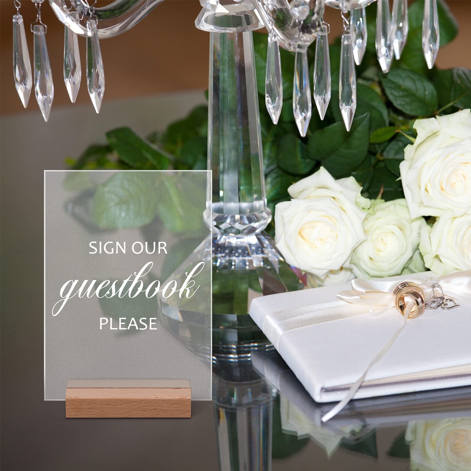 3 PCS 5×7 Inch Acrylic Wedding Signs with Stands for Guest Book, Gifts Table