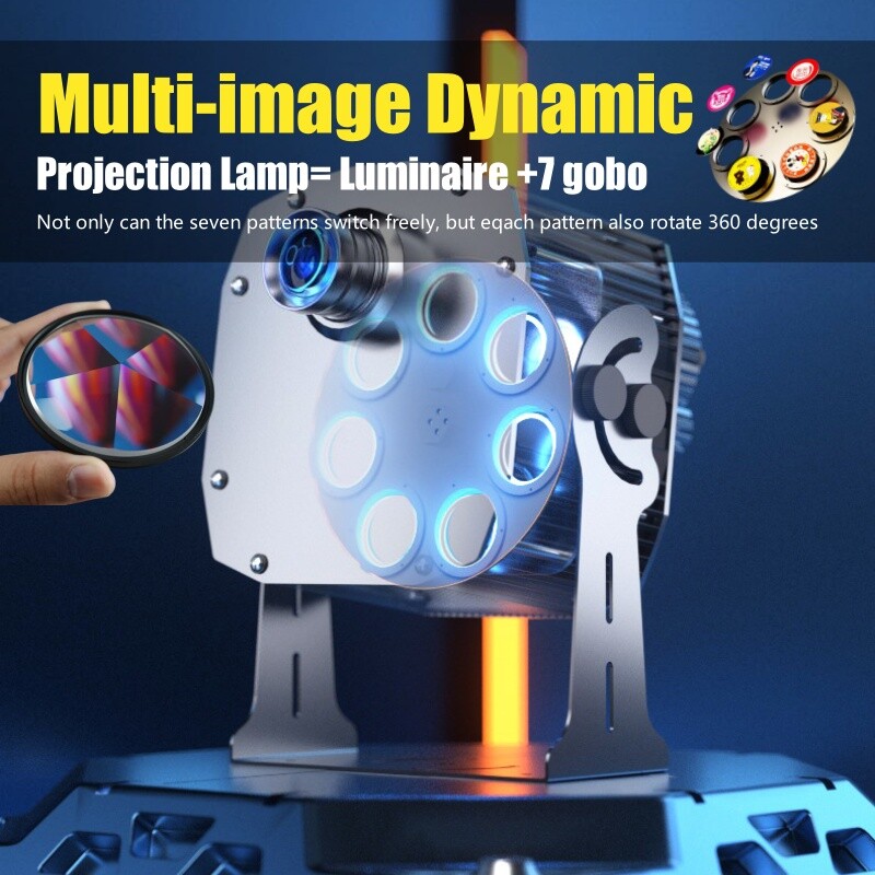 60W-600W 7 Logos Rotating Dynamic GOBO Projection Lamp IP67 Waterproof