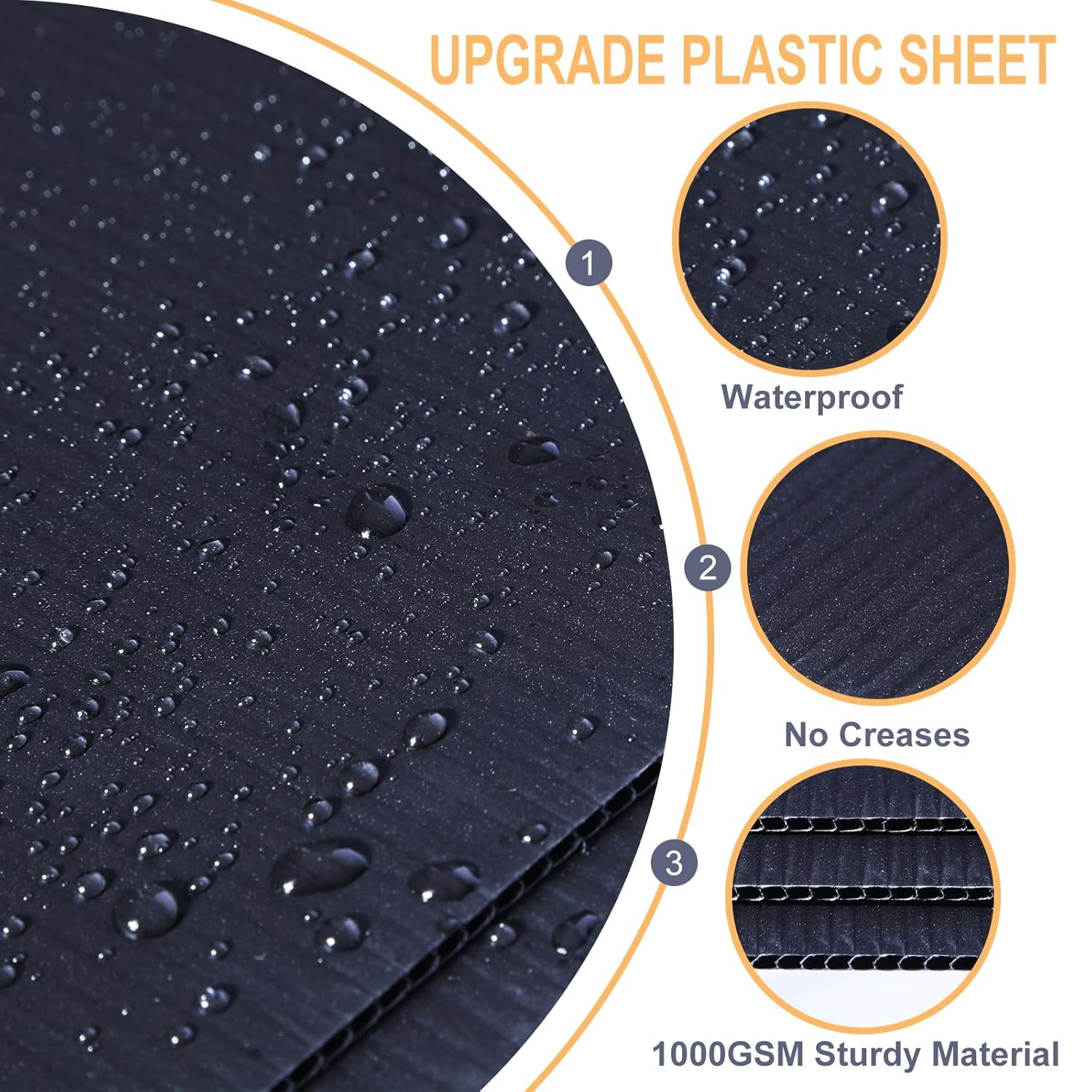 4 Pack 24″ x 36″ Black Corrugated Plastic Sheets, Thick Blank Poster Boards, Dou