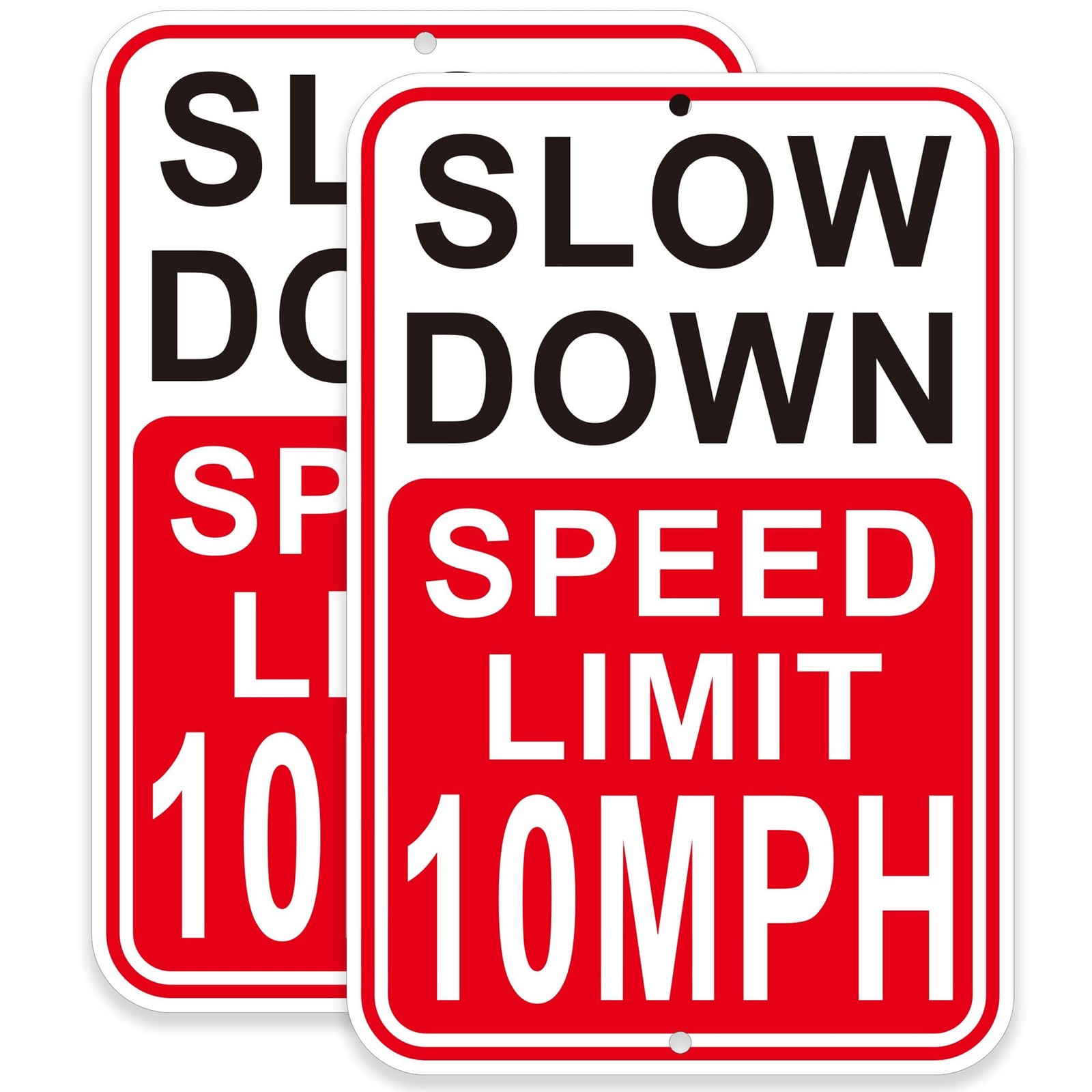2Pack Slow Down Speed Limit 10MPH Sign 18×12 Inches Reflective Aluminum Fade …