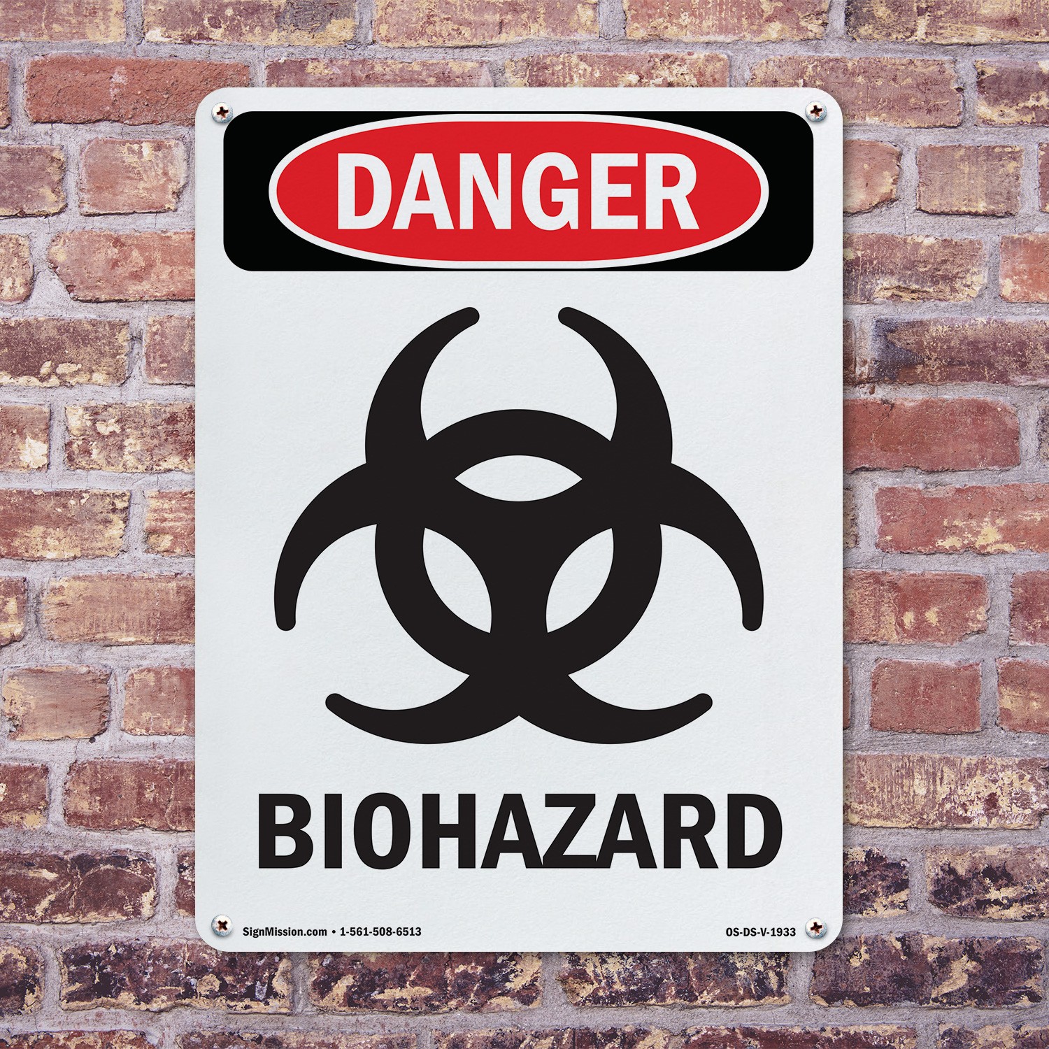 Portrait Biohazard OSHA Danger Sign Metal, Plastic, Or Decal – 5 or 10 Pack