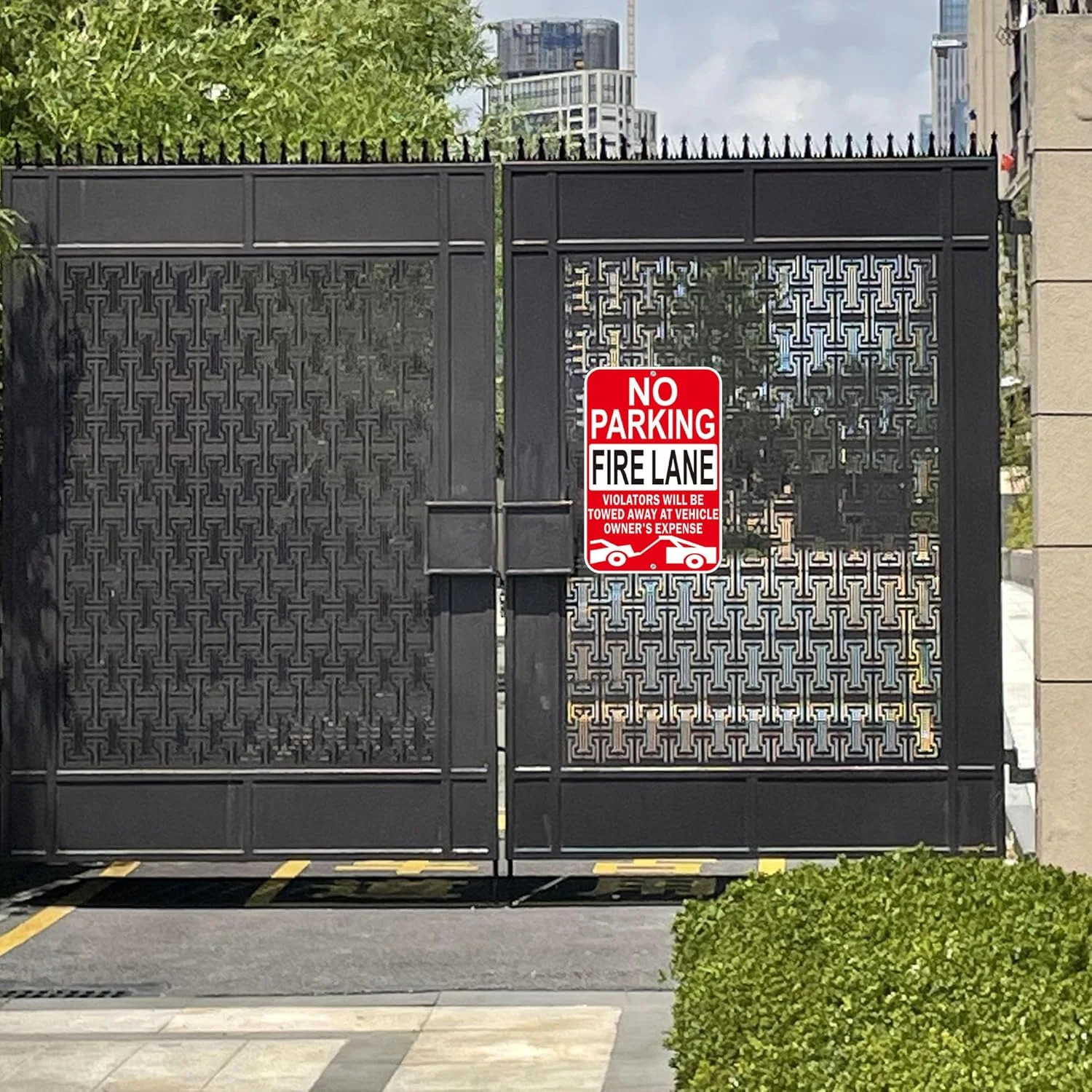 No Parking Fire Lane Signs, Red, Reflective Aluminum, 12 x 18 Inches, Weather Re