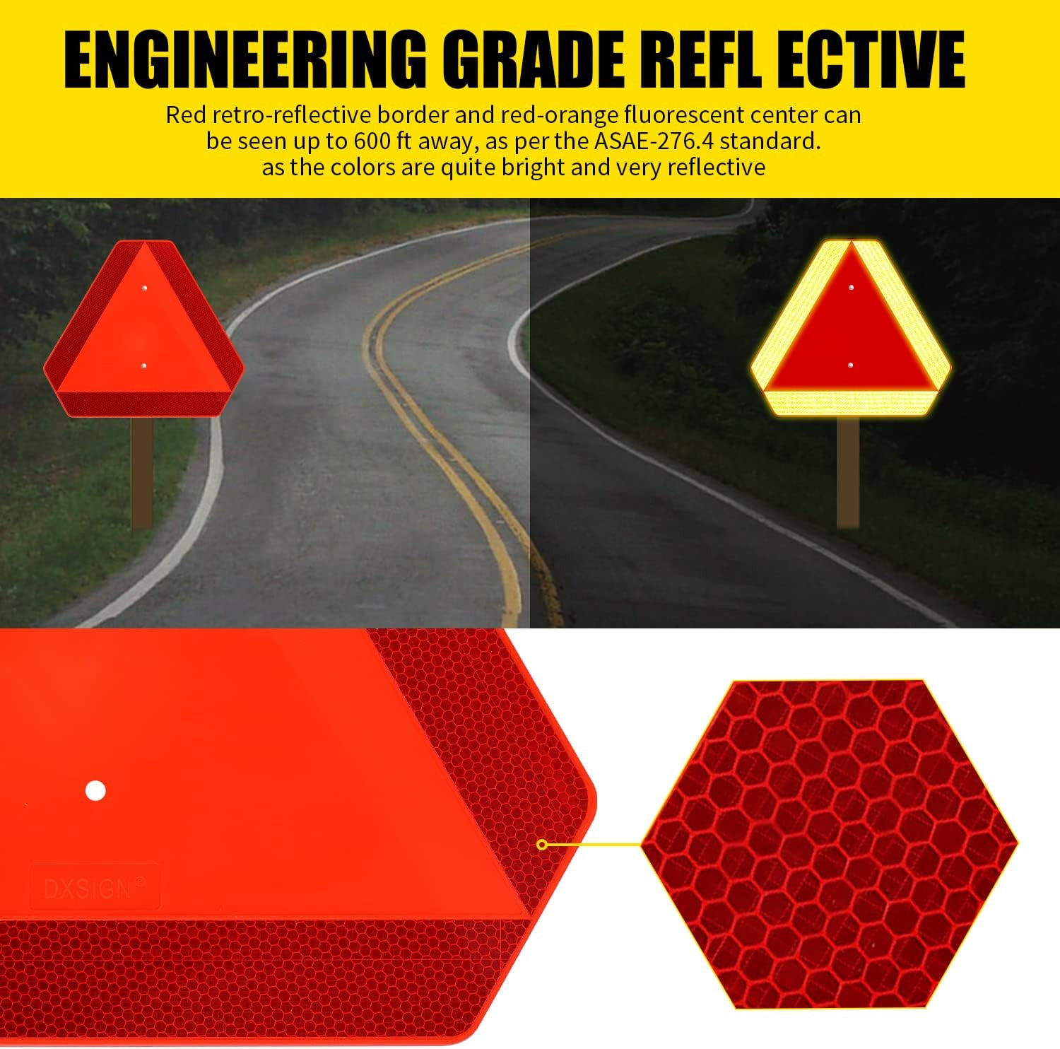 Slow Moving Vehicle Sign, Plastic DOT Slow Moving Vehicle Triangle Signs, SMV Si