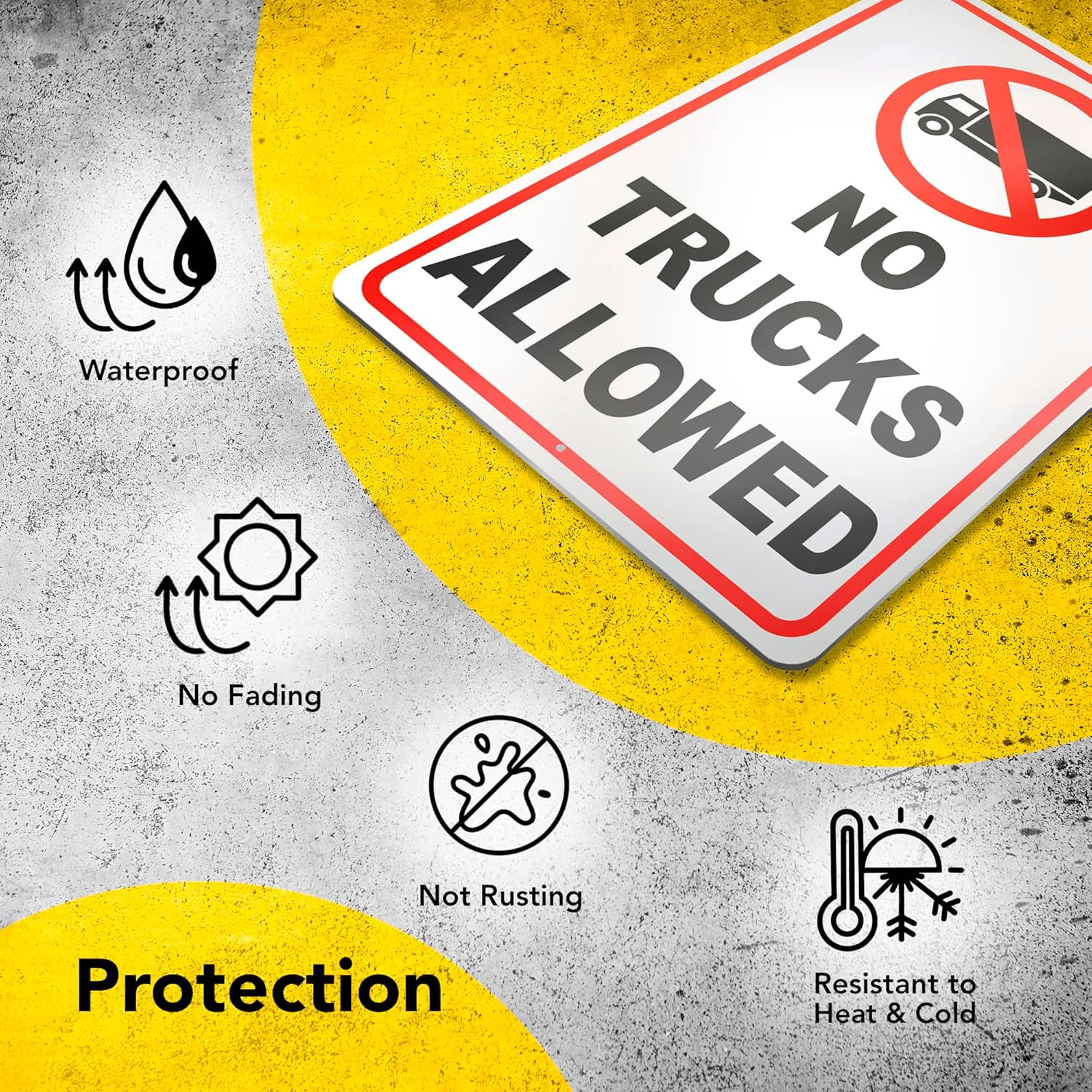 No Trucks Sign 8×12 Aluminum No Truck Allowed in Driveway Sign UV Protected Easy