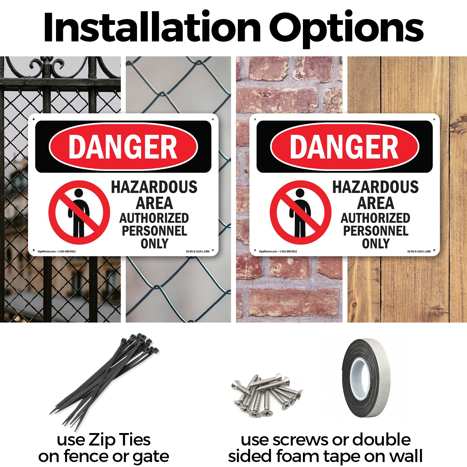 Hazardous Area Authorized Personnel Only OSHA Danger Sign, Decal 5 or 10 Pack