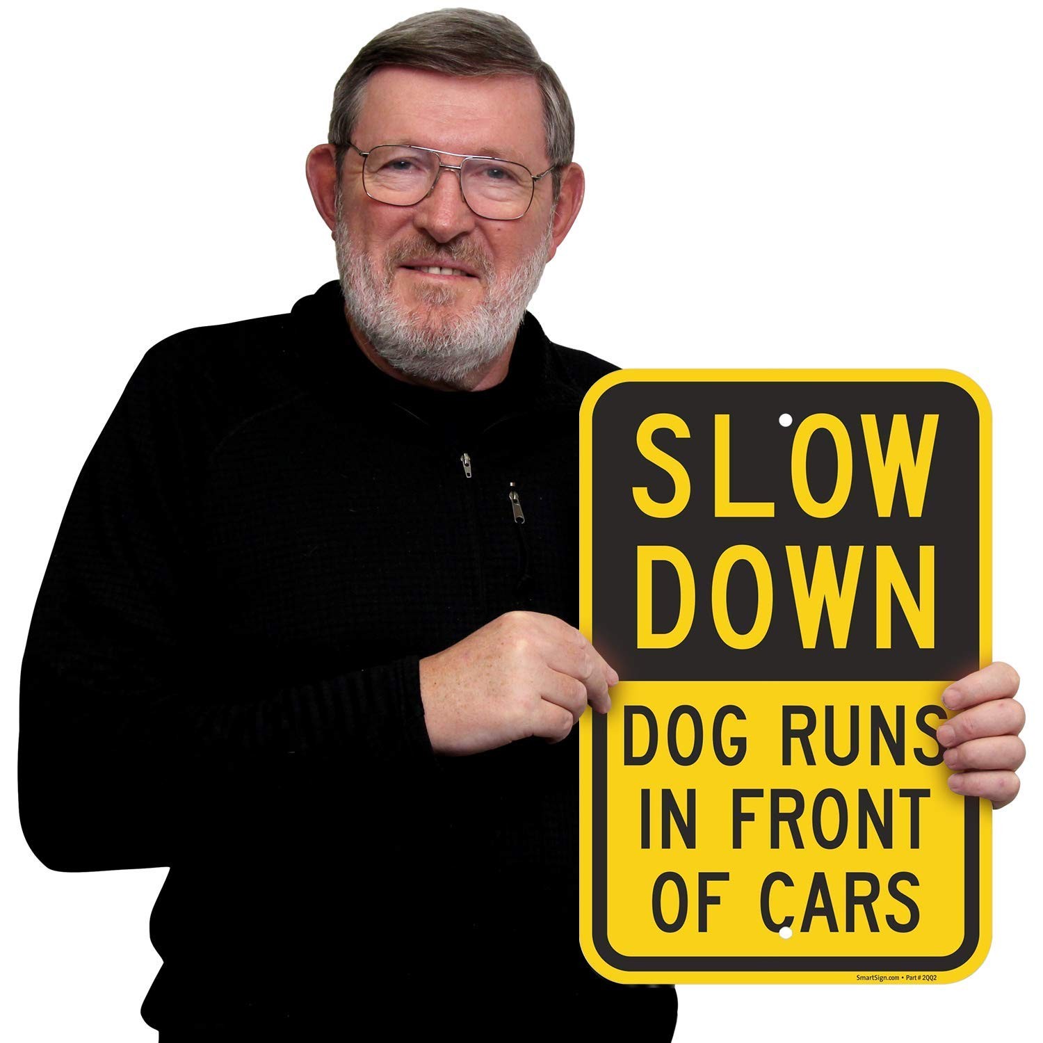 12×18 Inch K9324AL Slow Down Dog Runs In Front Of Cars Sign Aluminum Board