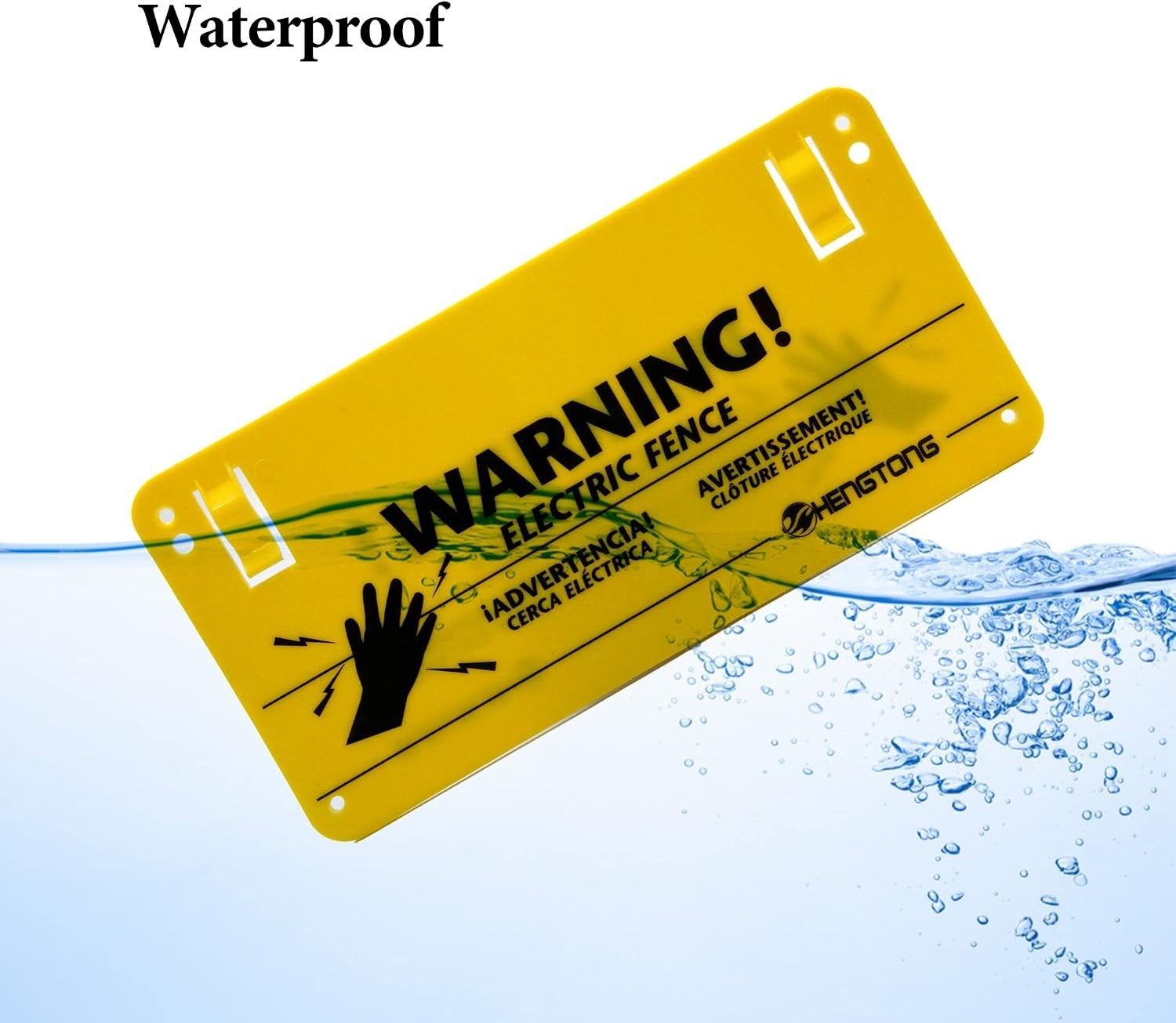 Plastic Electric Fence Warning Signs 4 Pcs 9.5 x 4.7 Inch | Yellow durable sa…