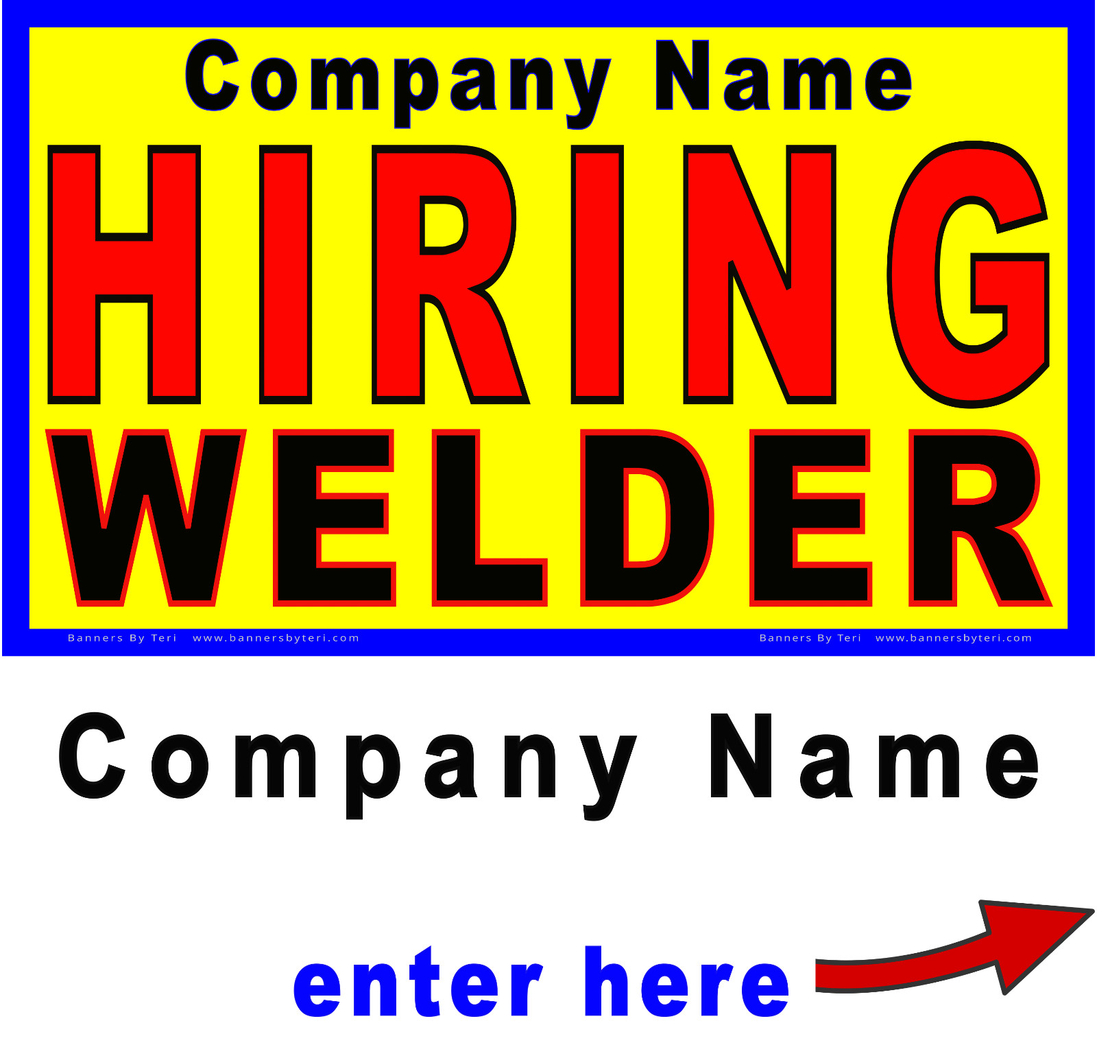 HIRING WELDER Banner With VARIATIONS – Vinyl Signs – Fast Ship – DURABLE – USA