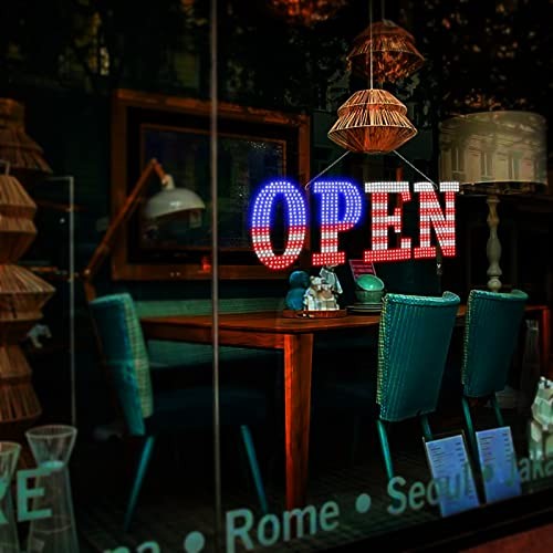 Open Signs for Business, 40″x14″ inch Extra Large USA Flag Open Sign LED Window
