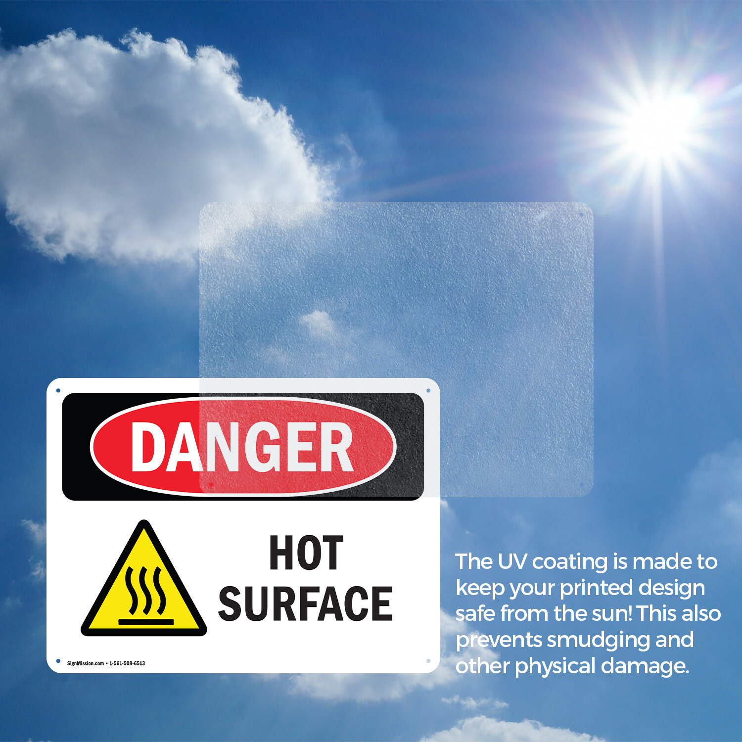 (2 Pack) Hot Surface OSHA Danger Sign Decal Metal Plastic