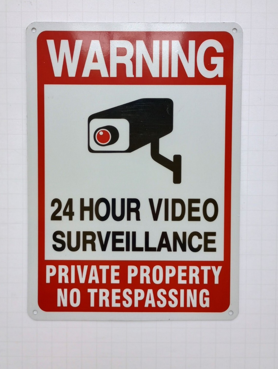 24 Hour Video Surveillance Private Property Sign 10 in. x 7 in. Metal (2 Pack)