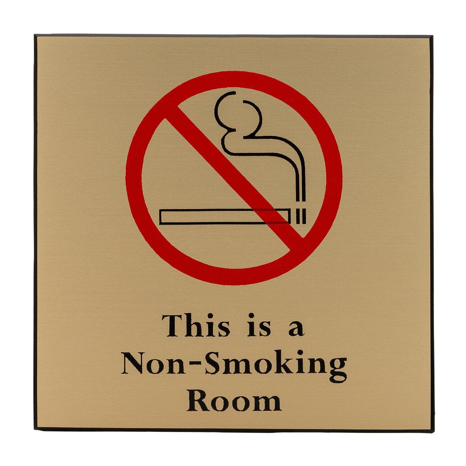 🔥🧯Lot of 2- Non-Smoking Room Wall Signs 3″ X 3″ 1/16″ thick Gold/Red/Black