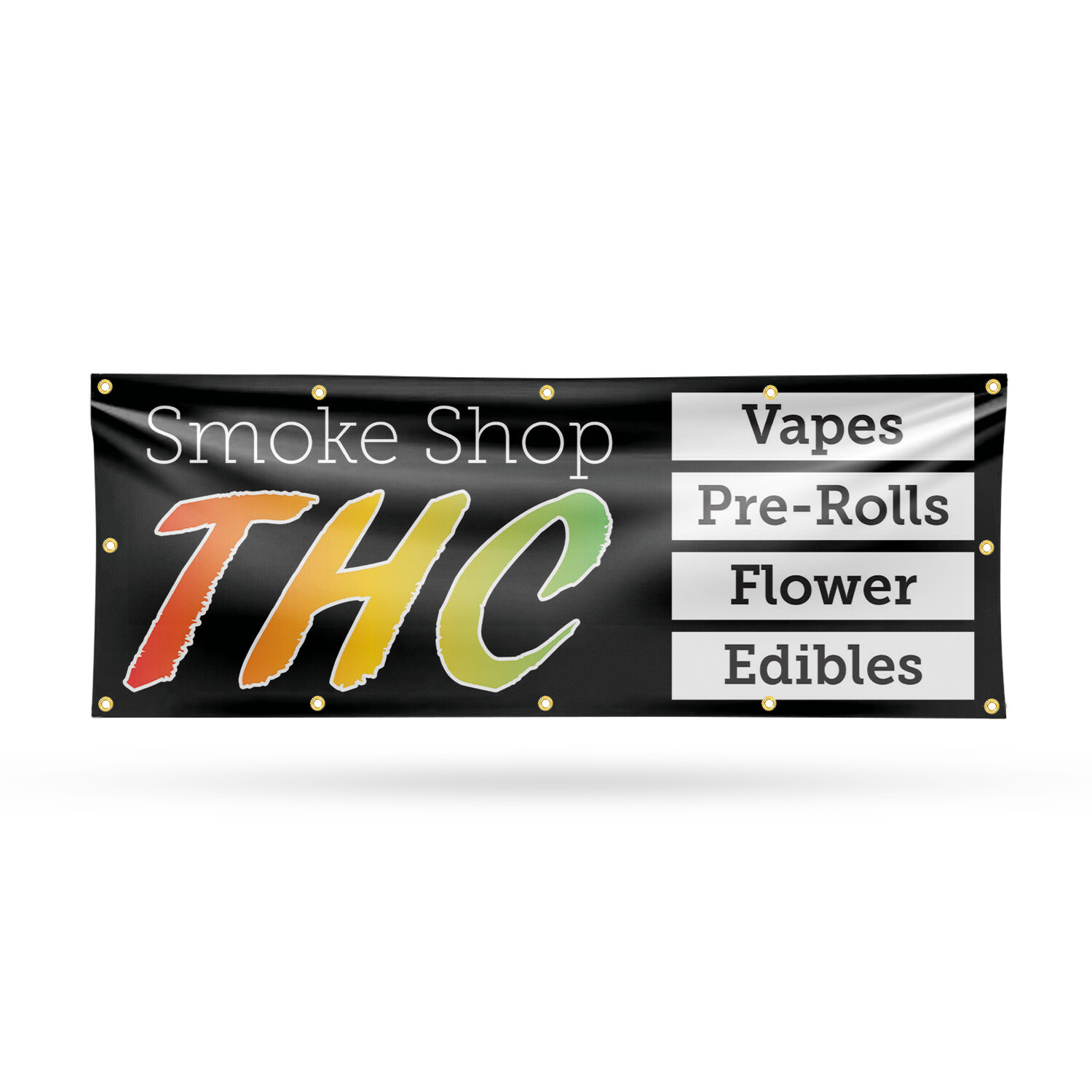 Smoke Shop THC Vinyl Banner Sign with Metal Grommets Heavy-Duty Single-Sided
