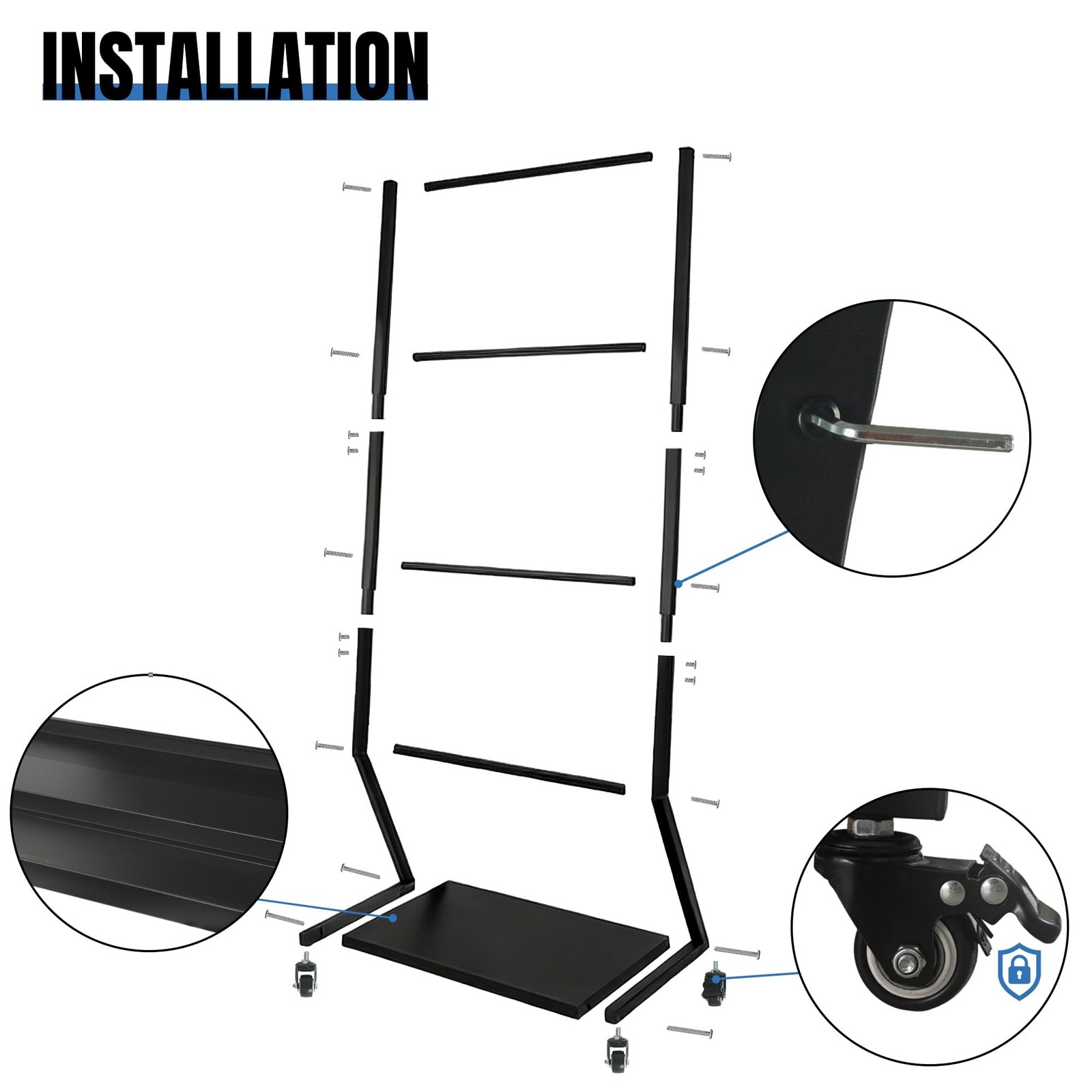 Sign holder floor stand, Heavy duty rolling pedestal poster banner stand, Tri…